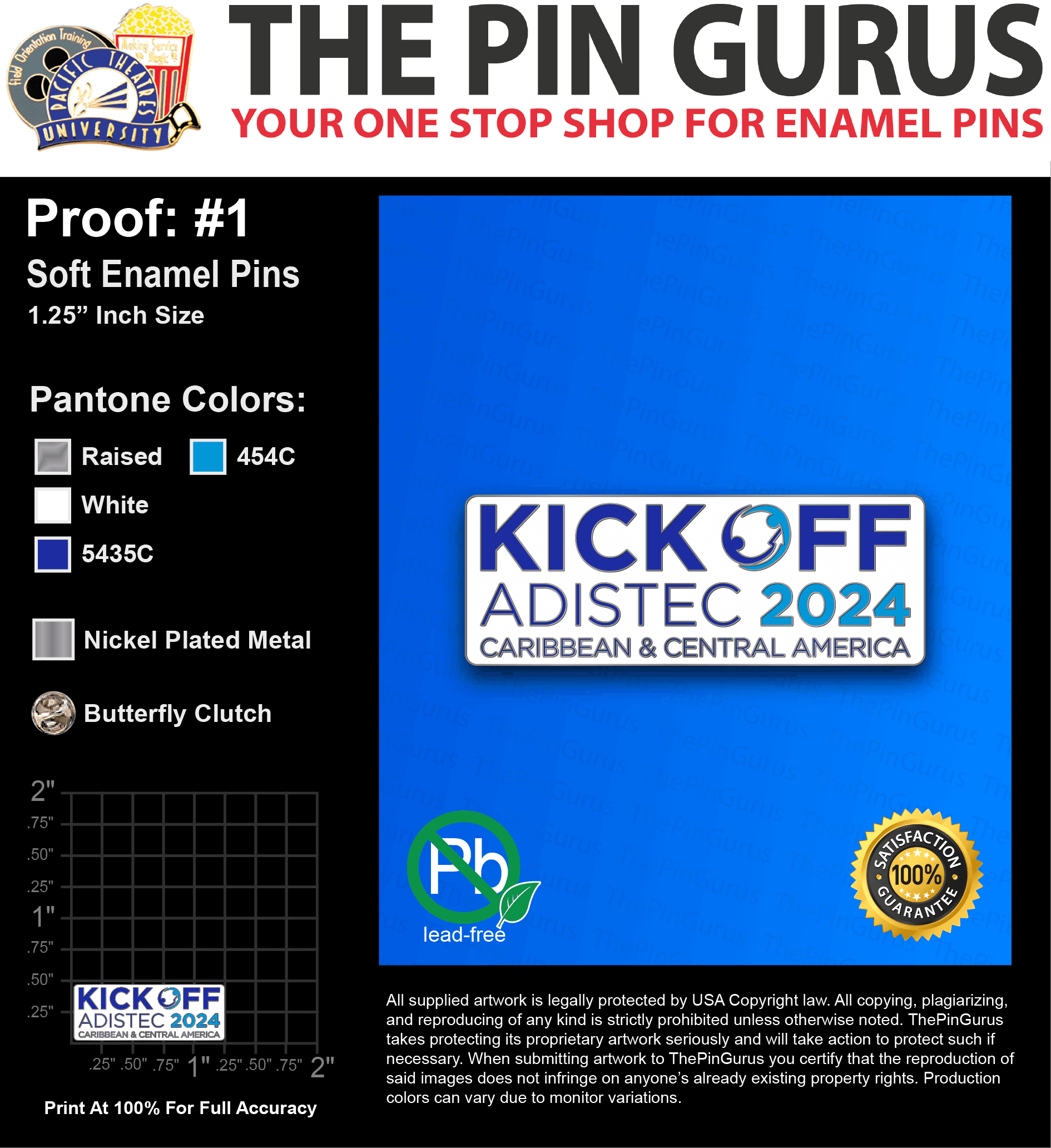 50 “MARENA M” LAPEL PINS: PROOF #1