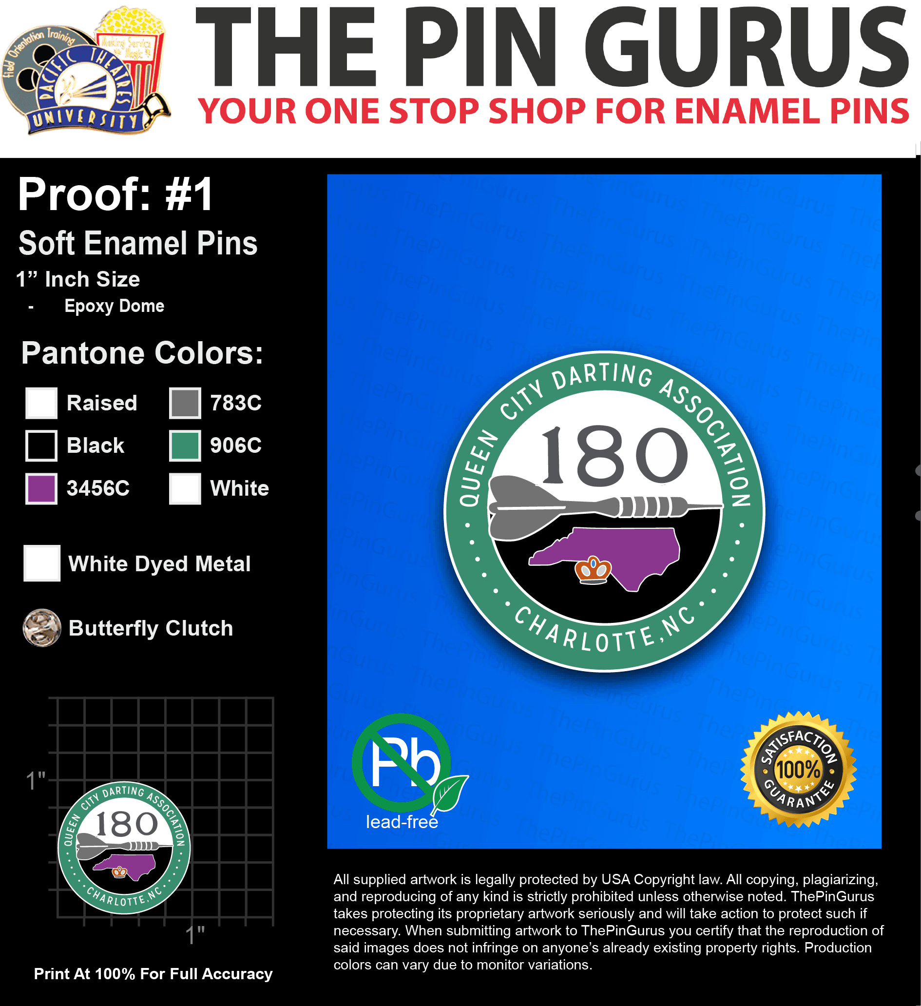 500 “TRAVIS D” LAPEL PINS: PROOF #1