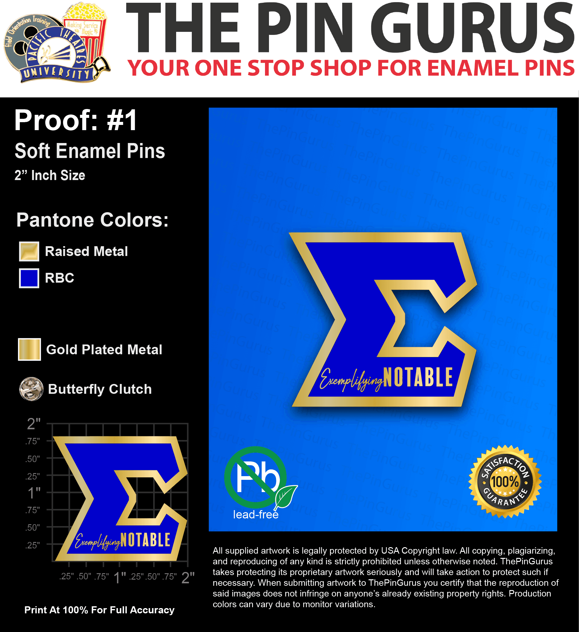 25 “DEMETRIA S” LAPEL PINS: PROOF #1