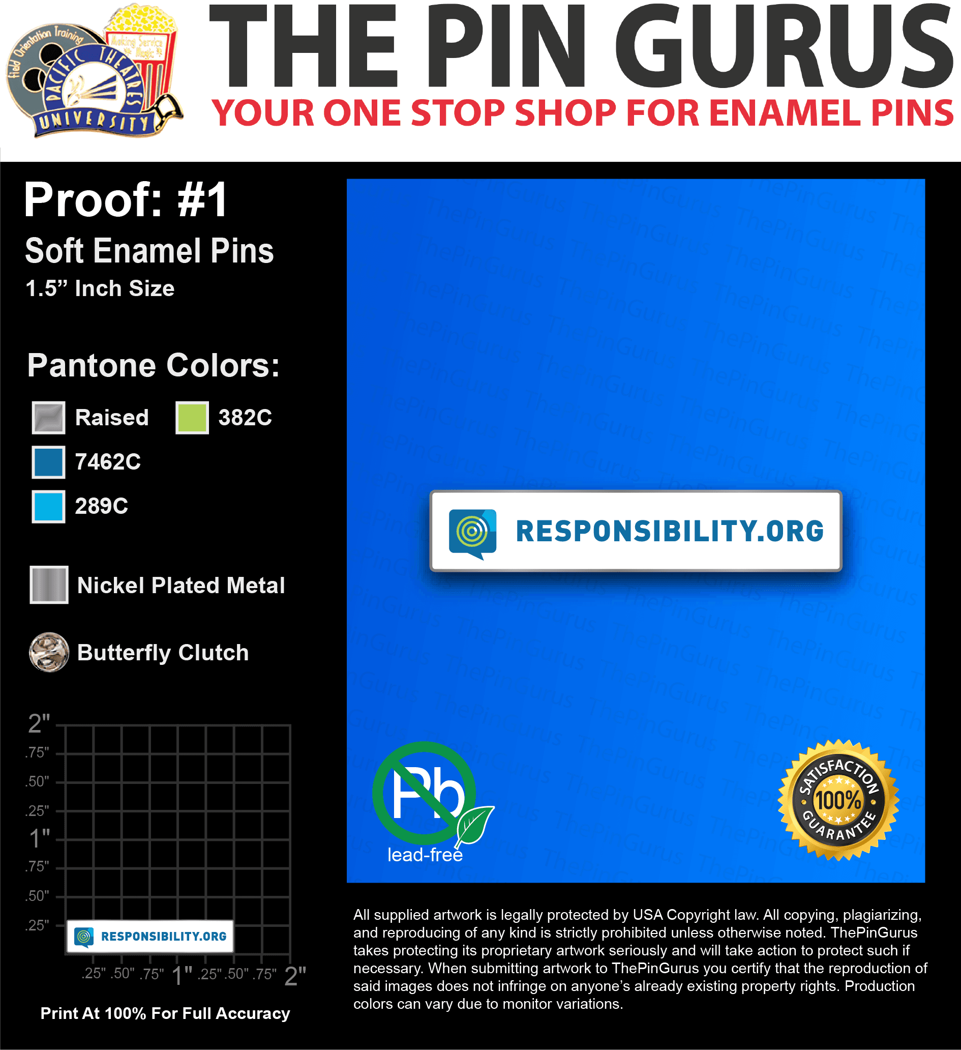 200 “LARISSA S” LAPEL PINS: PROOF #1