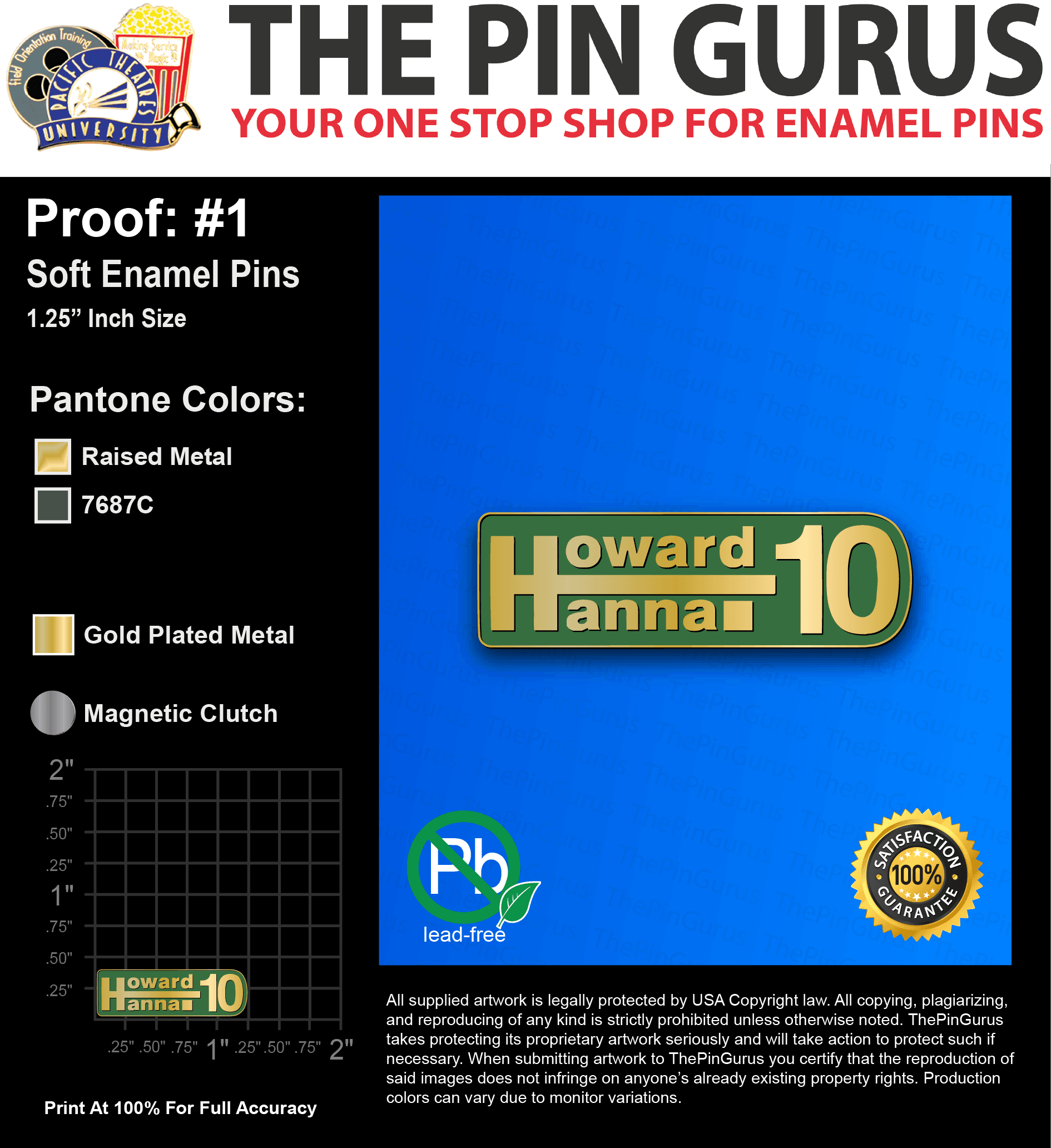 100 “STATON C” LAPEL PINS: PROOF #1