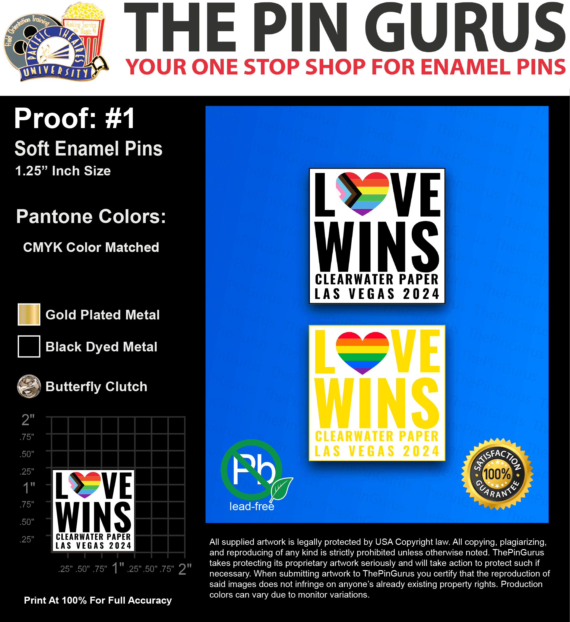 200 “TYLER B” LAPEL PINS: PROOF #1