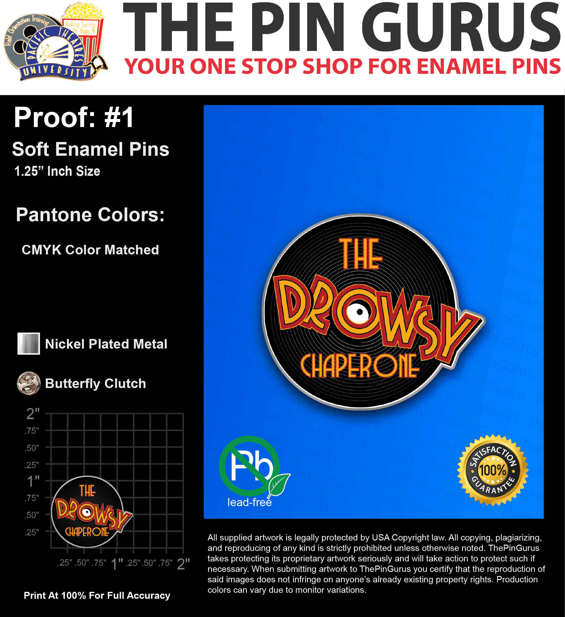 100 “AMANDA S” LAPEL PINS: PROOF #1