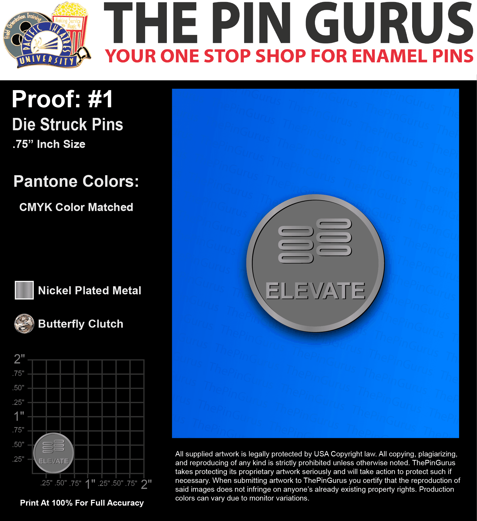 50 “HELEN H” LAPEL PINS: PROOF #1