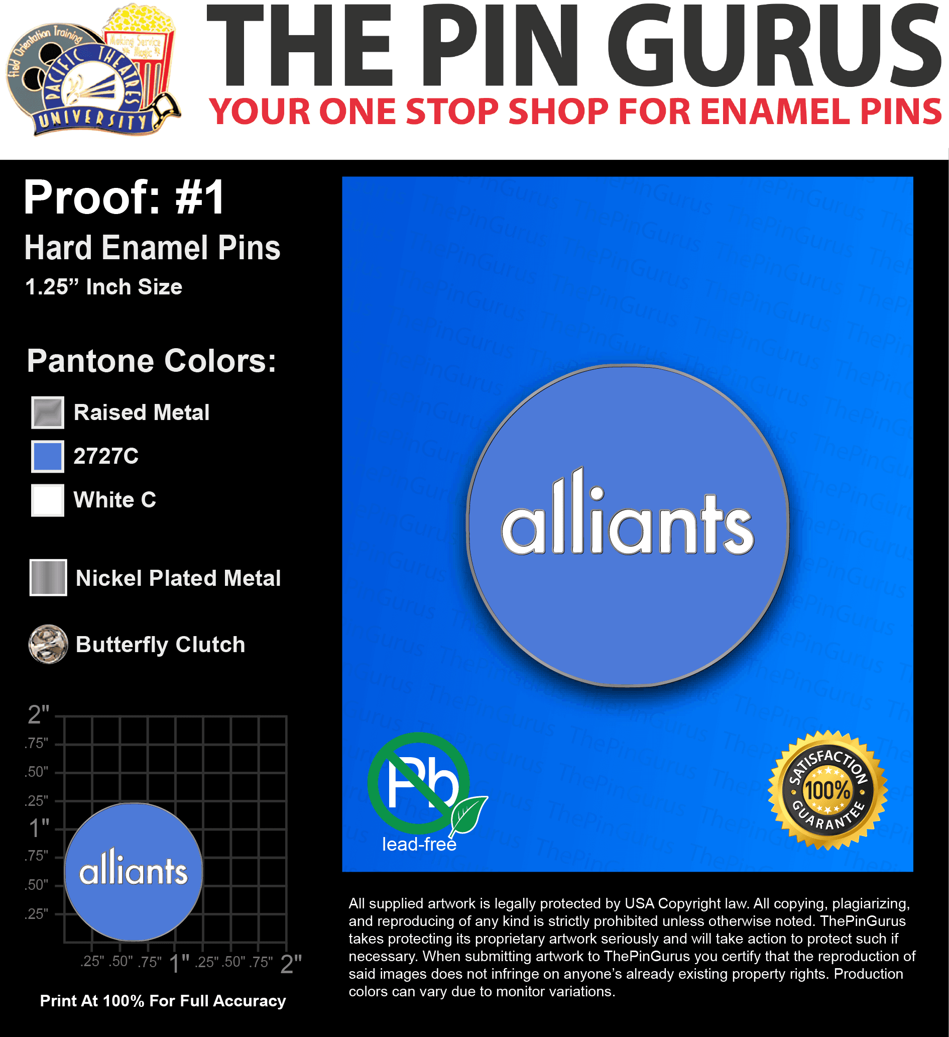 50 “KEVIN B” LAPEL PINS: PROOF #1