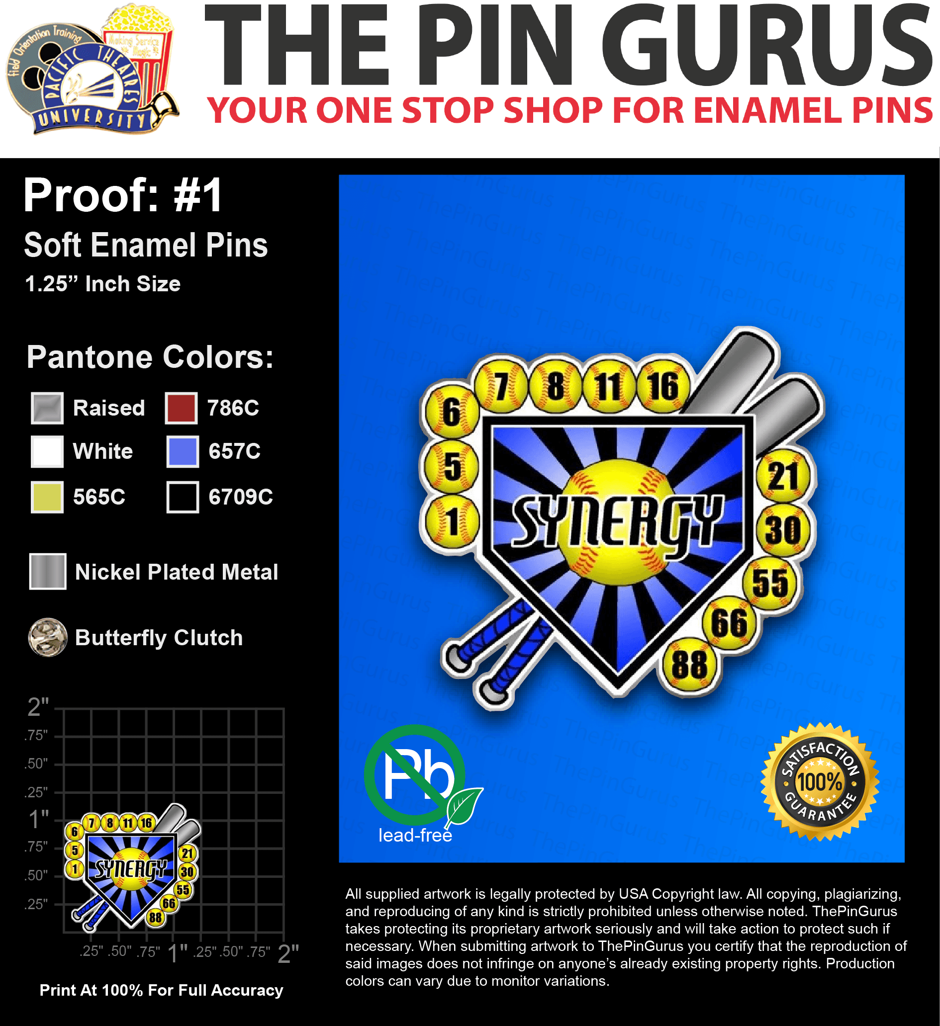 360 “MERCEDIE M” LAPEL PINS: PROOF #1