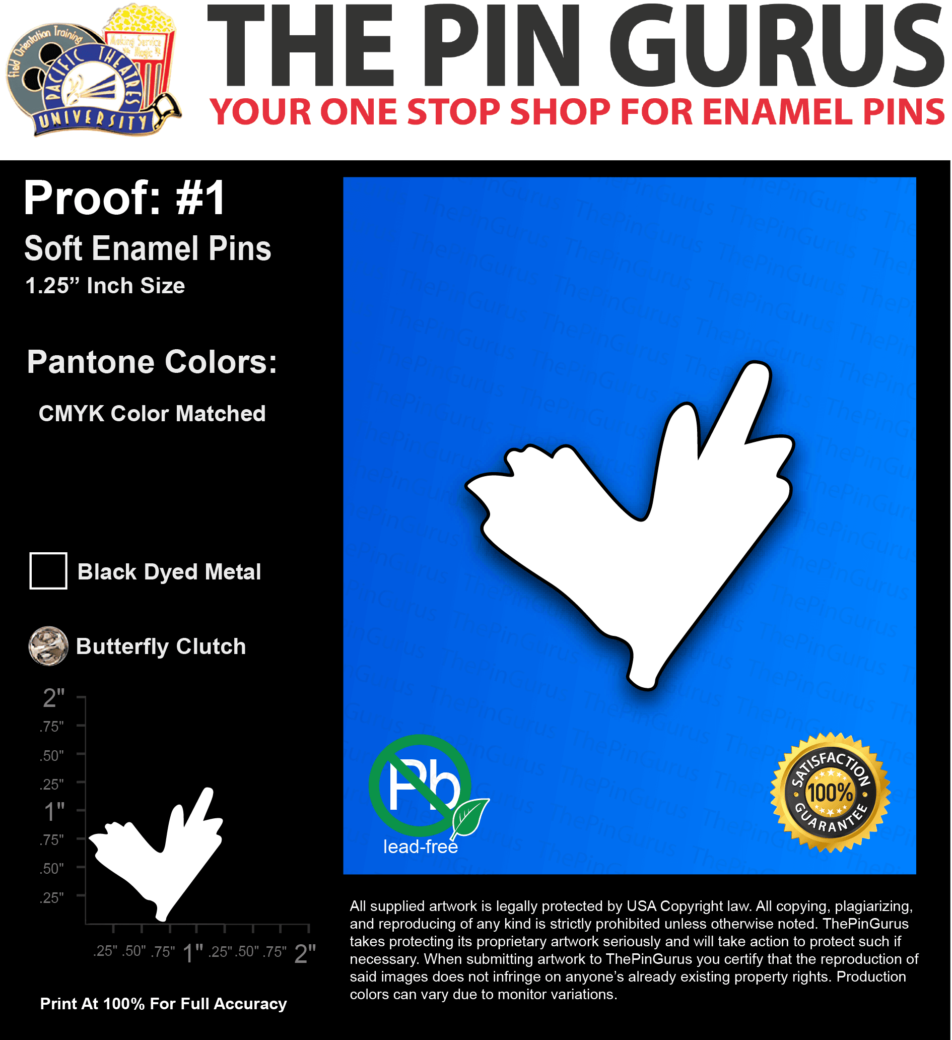 200 “THEODORA S” LAPEL PINS: PROOF #1