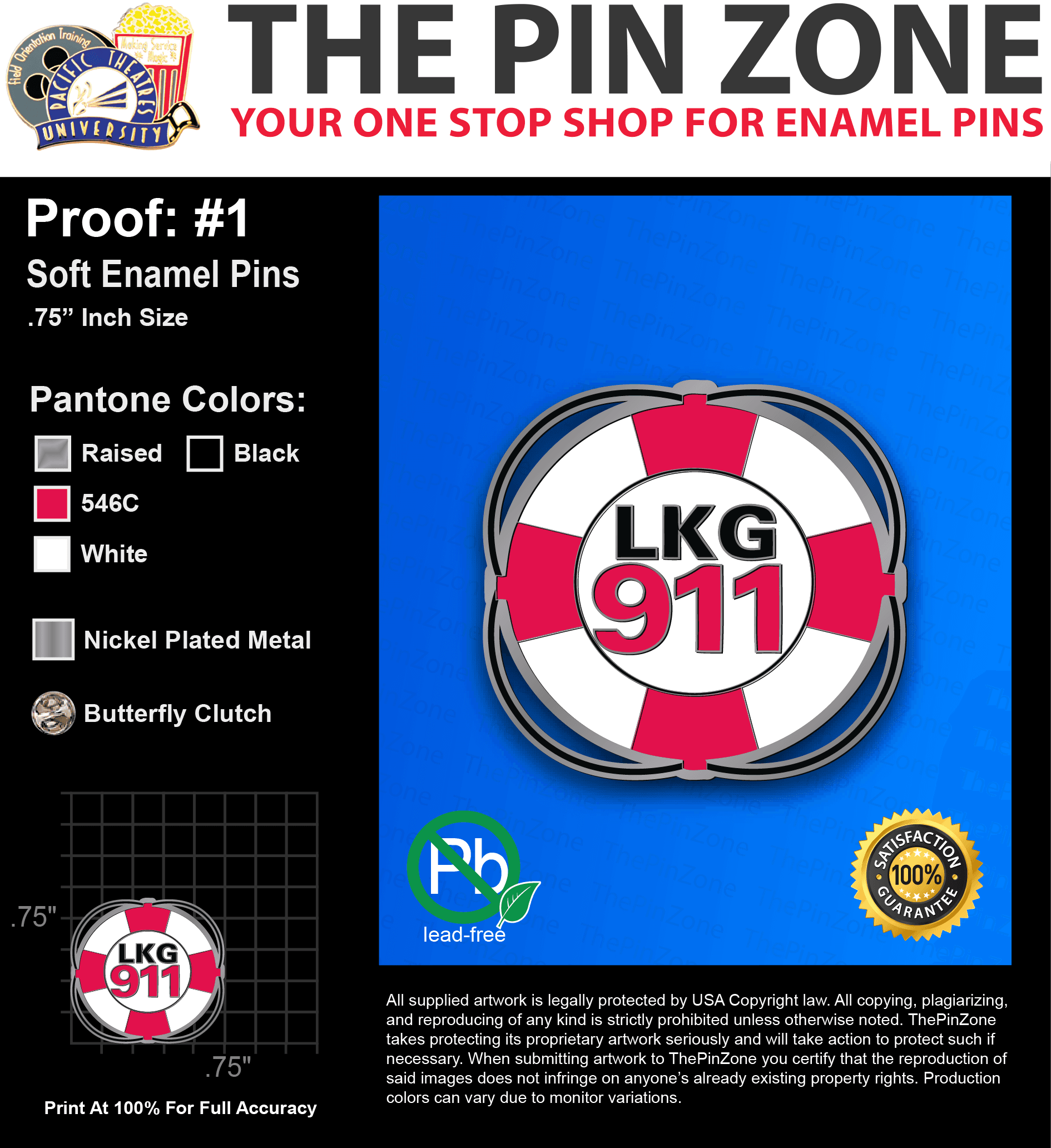 50 “MELISSA H” LAPEL PINS: PROOF #1