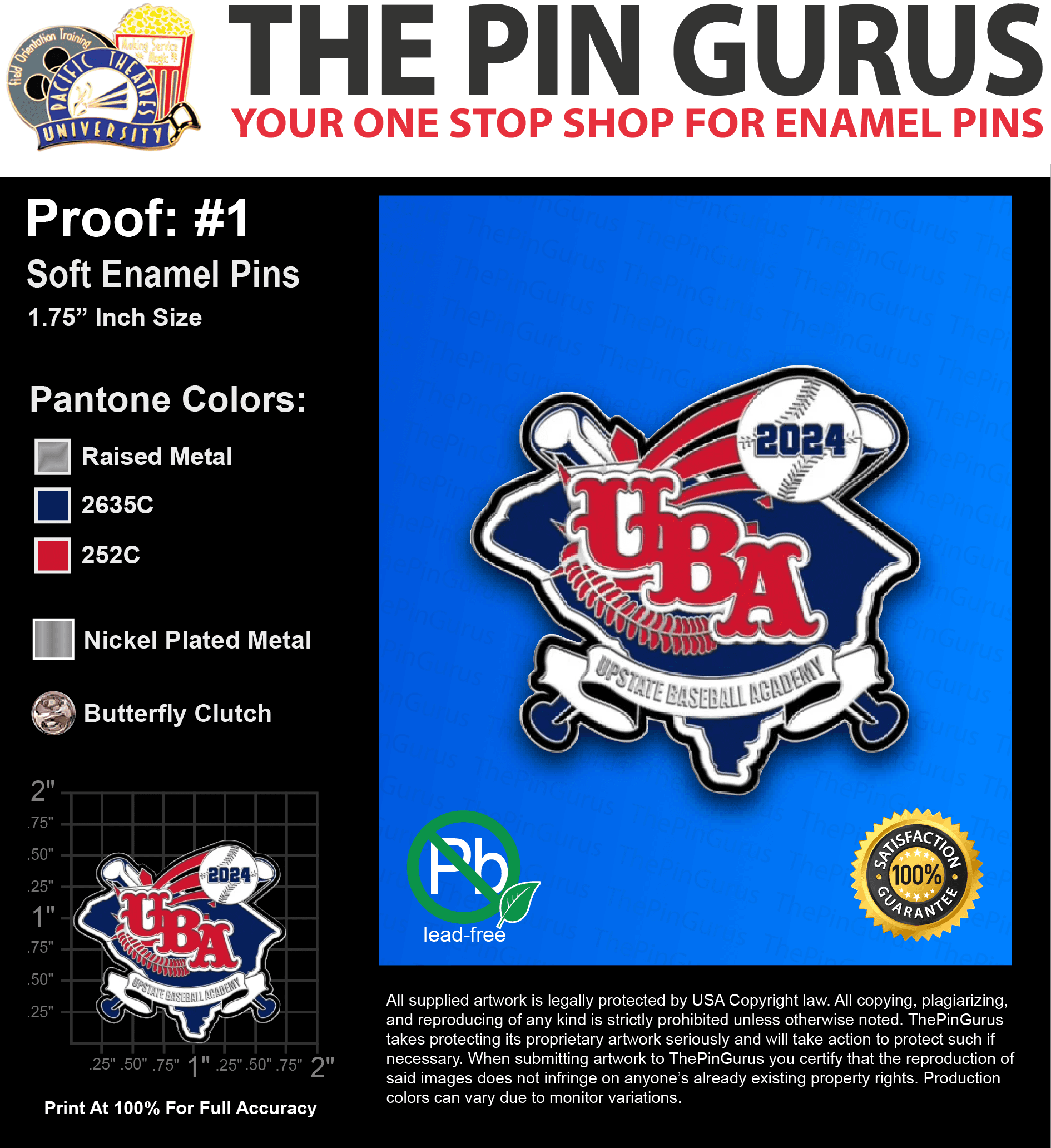 750 “UBA” LAPEL PINS: PROOF #1