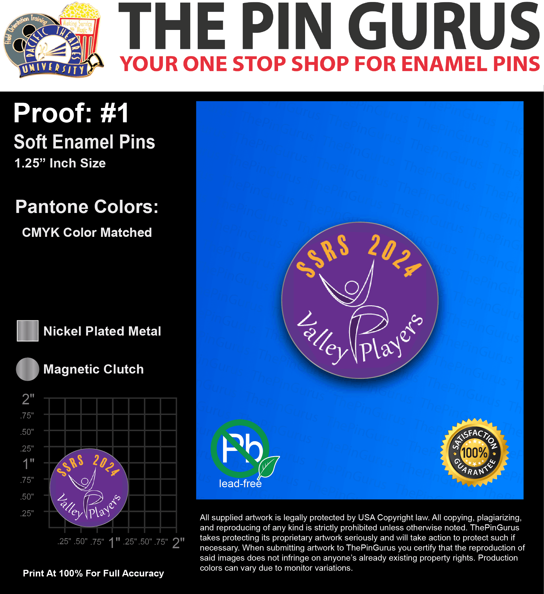 60 “JUNE R” LAPEL PINS: PROOF #1