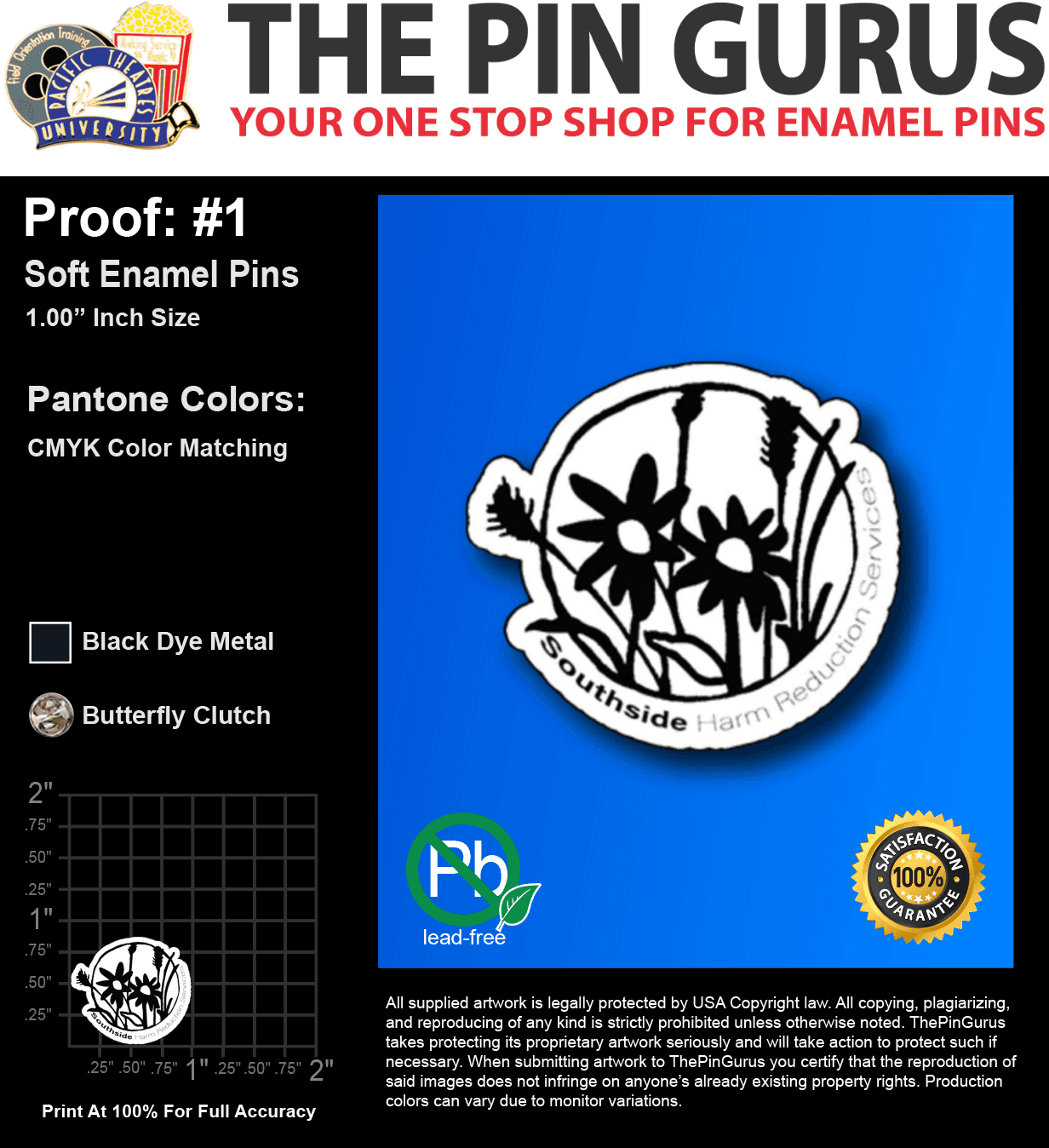 100 "SOUTHSIDE" LAPEL PINS: PROOF #1