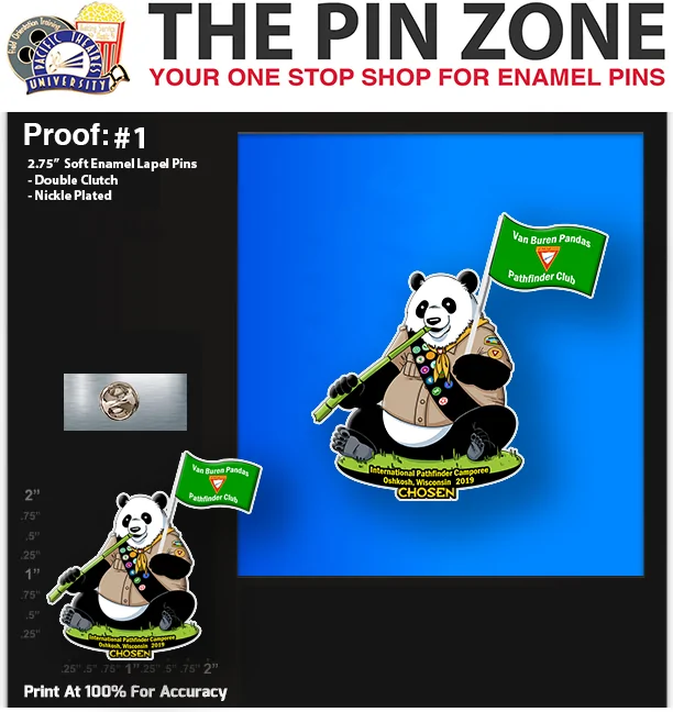 100 āINTERNATIONAL PATHFINDER CAMPOREEā LAPEL PINS: PROOF #1