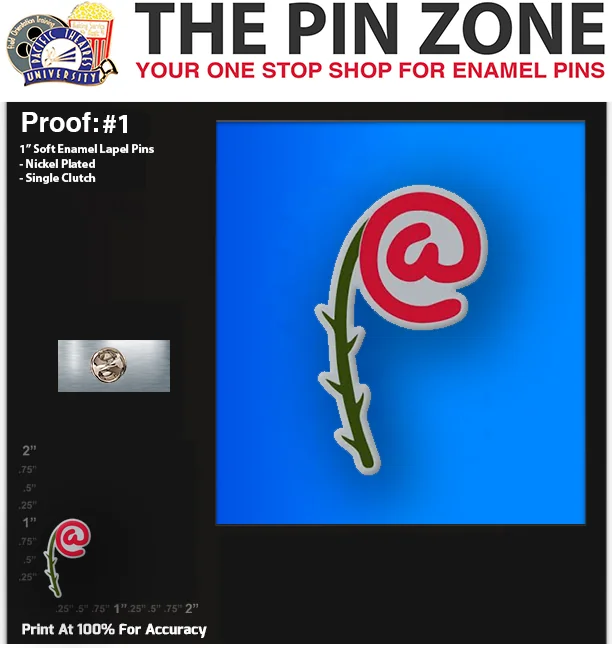 50 “@ FLOWER” LAPEL PINS: PROOF #1