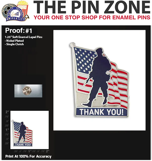 100 “THANK YOU!” LAPEL PINS: PROOF #1
