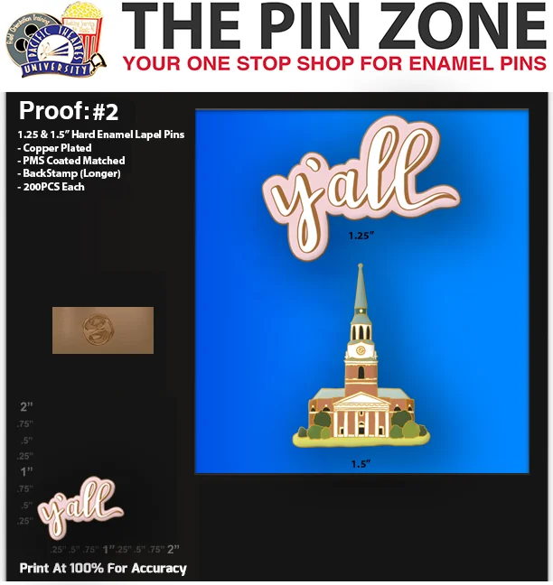 400 “YA'LL & CHURCH” LAPEL PINS PROOF #2