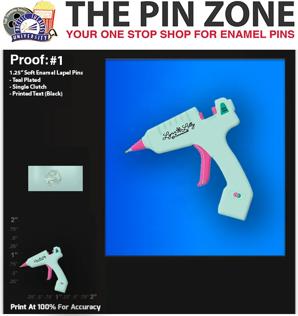 50 “LYNN LILLY” LAPEL PINS: PROOF #1