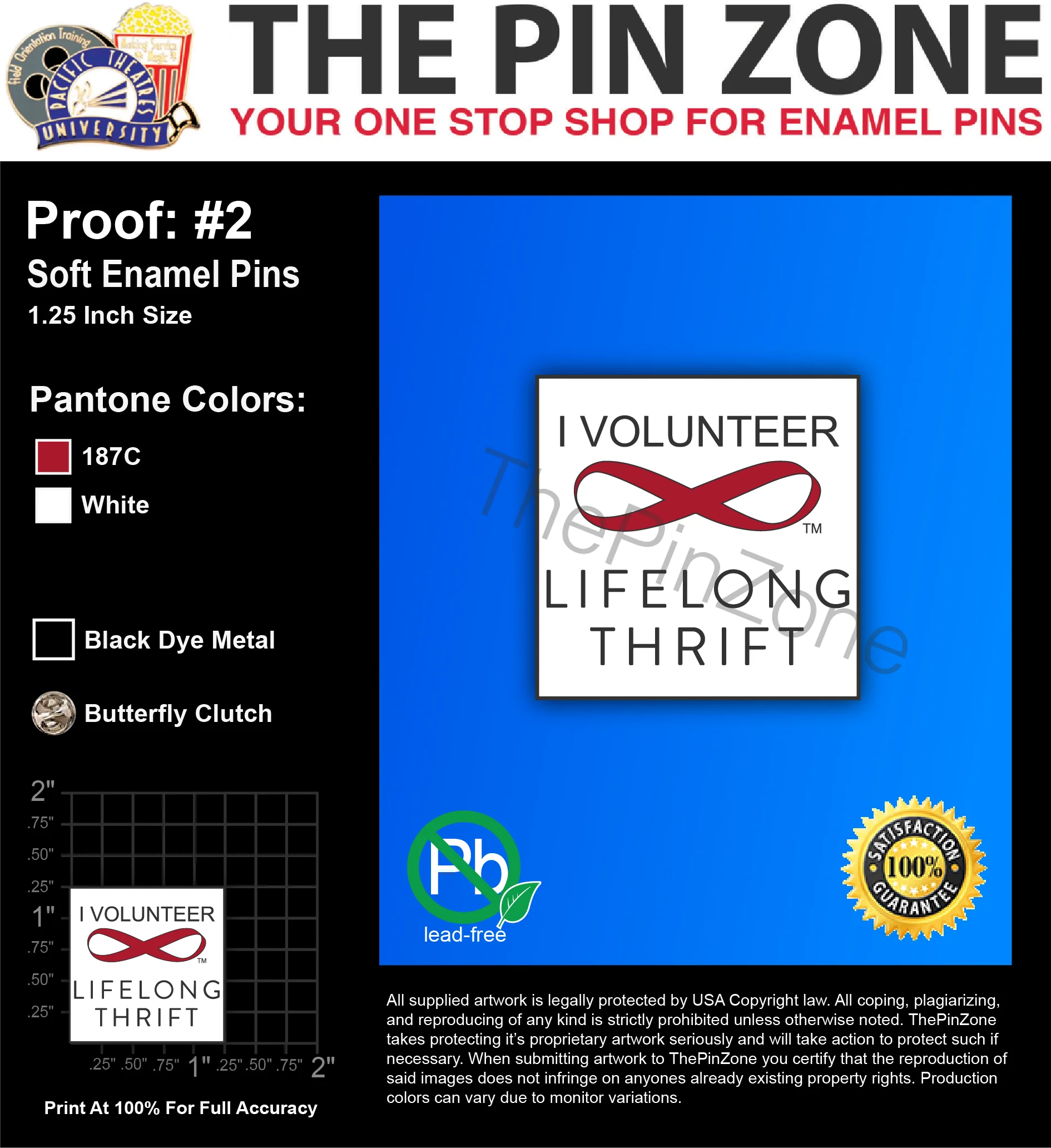 50 “LIFE LONG THRIFT” LAPEL PINS: PROOF #2