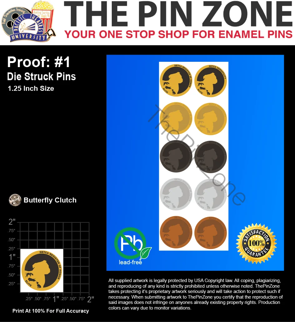 300 “S.B.TC.A” LAPEL PINS: PROOF #1