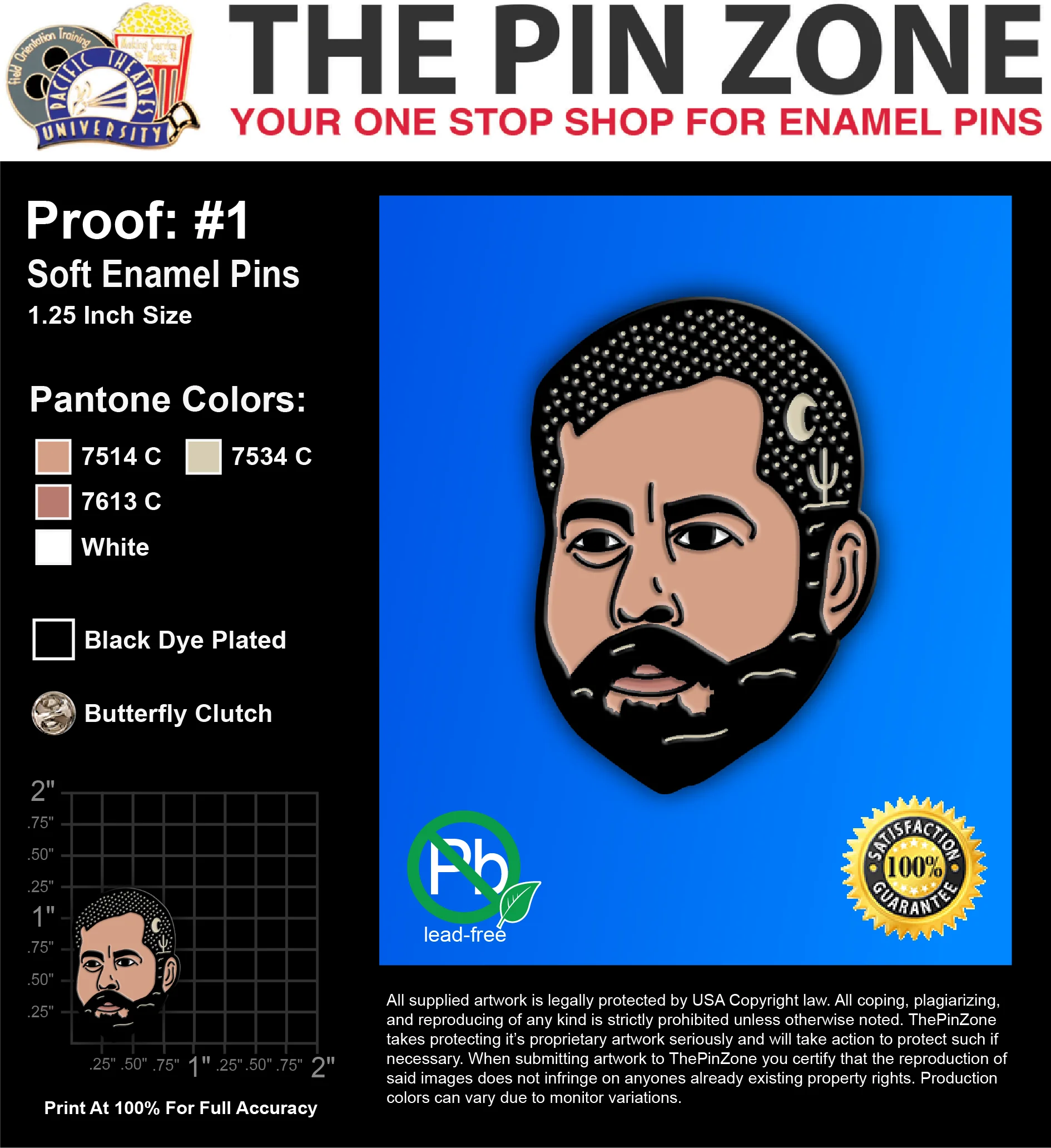 100 “RICHARD HEAD” LAPEL PINS: PROOF #1