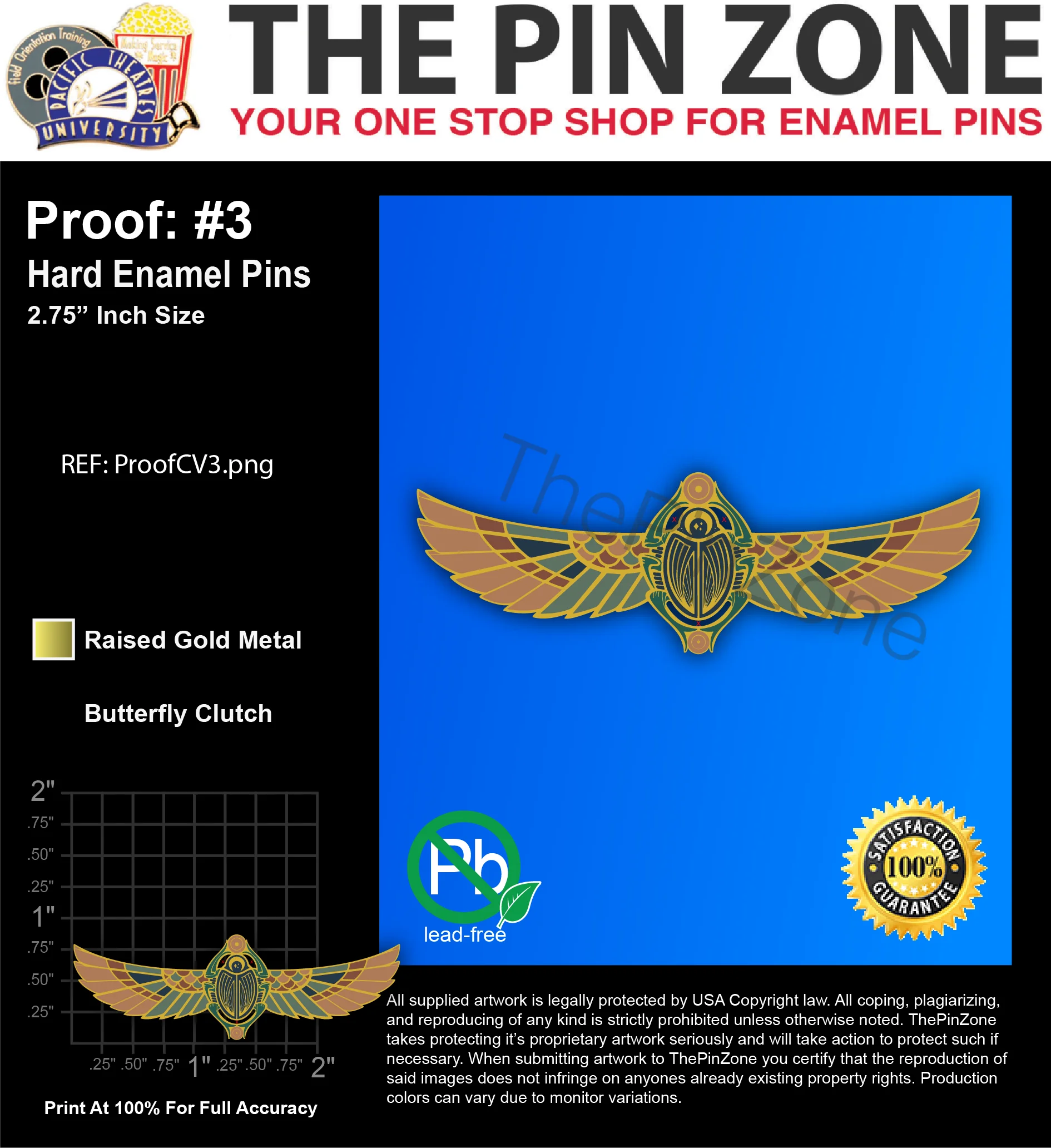 50 “ARIELLE” LAPEL PINS: PROOF #3