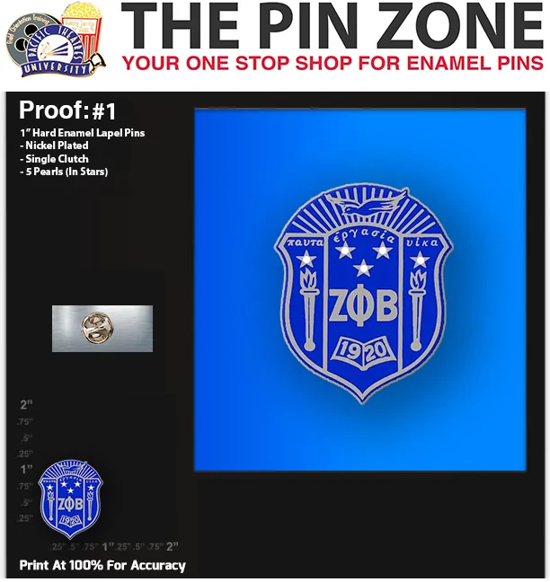 100 “ZETA PHI BETA CRYSTAL” LAPEL PINS PROOF #1