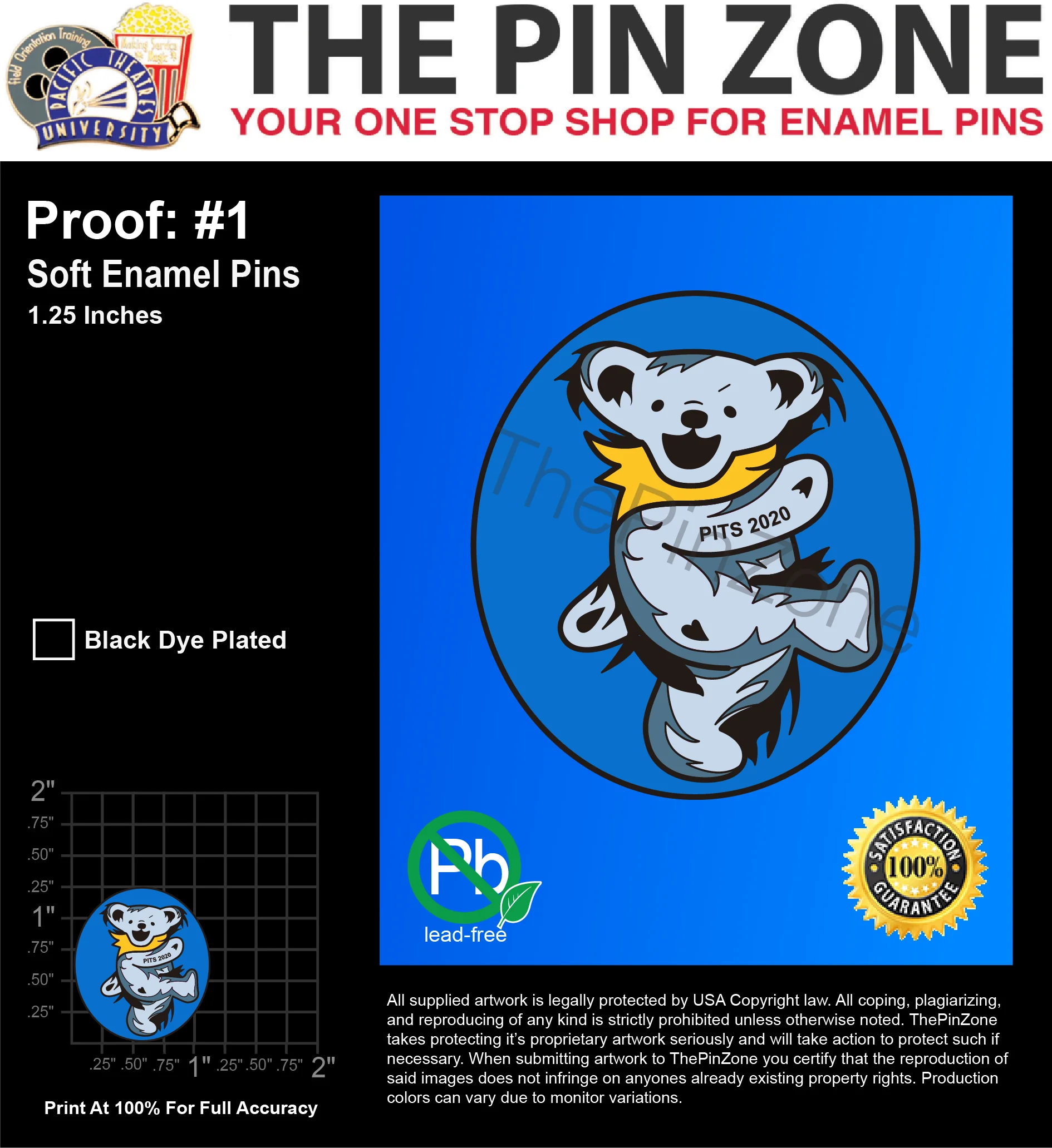 400 “PITS 2020” LAPEL PINS: PROOF #1