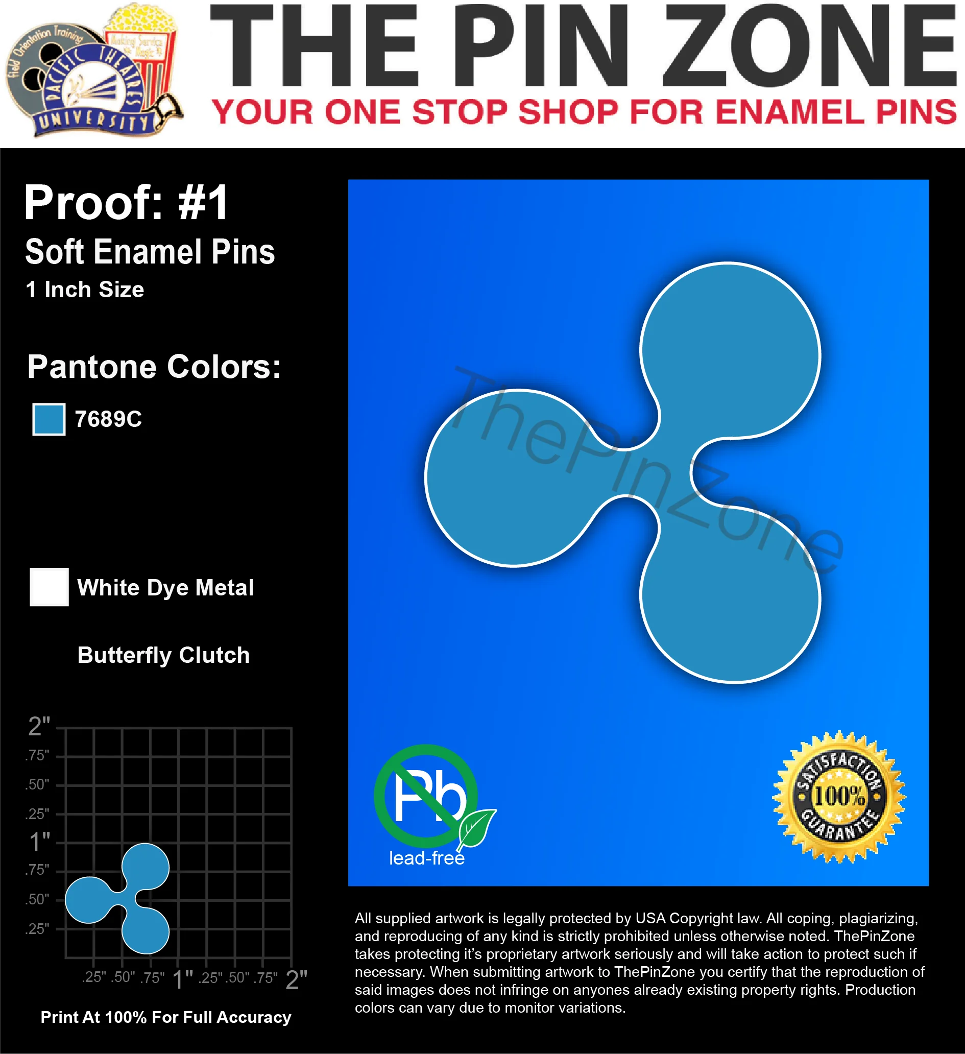 50 “JAMIE G” LAPEL PINS: PROOF #1