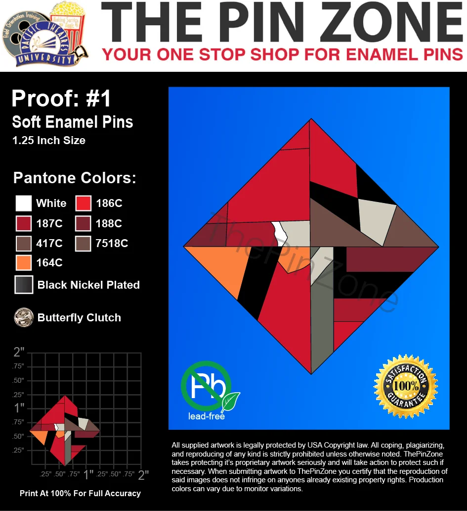 100 “NEVER FADING 3” LAPEL PINS: PROOF #1