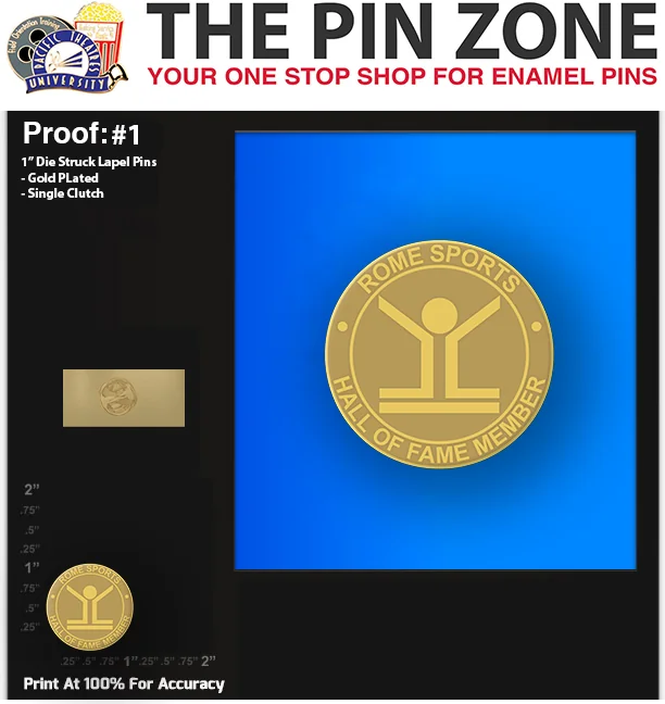 50 “ROME SPORTS” LAPEL PINS PROOF #1