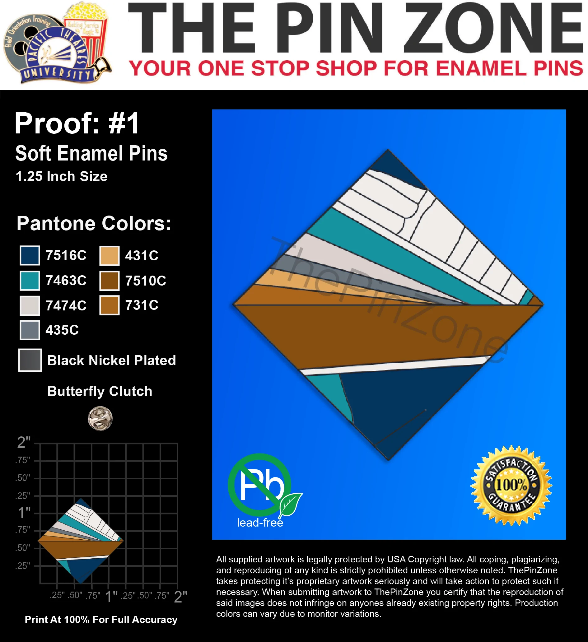 100 “NEVER FADING 2” LAPEL PINS PROOF #1