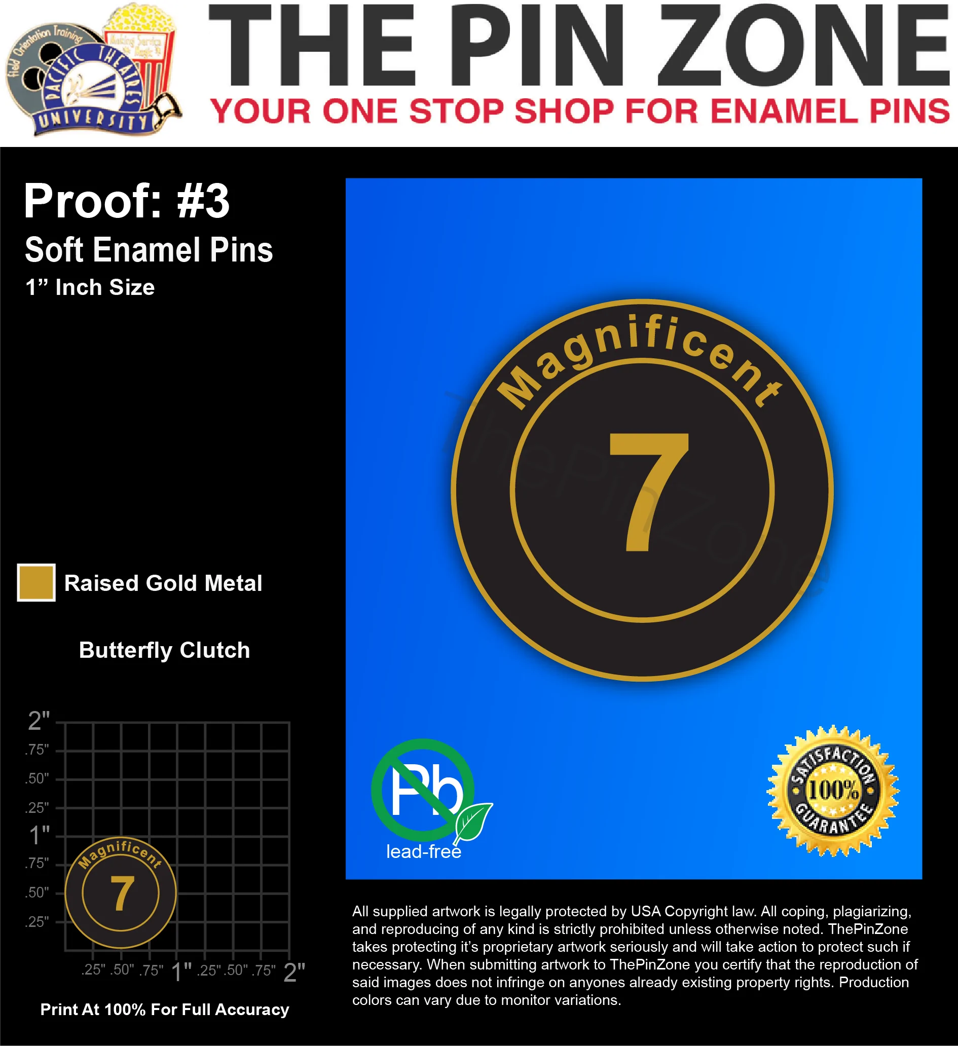 50 “MAGNIFICENT 7” LAPEL PINS: PROOF #3