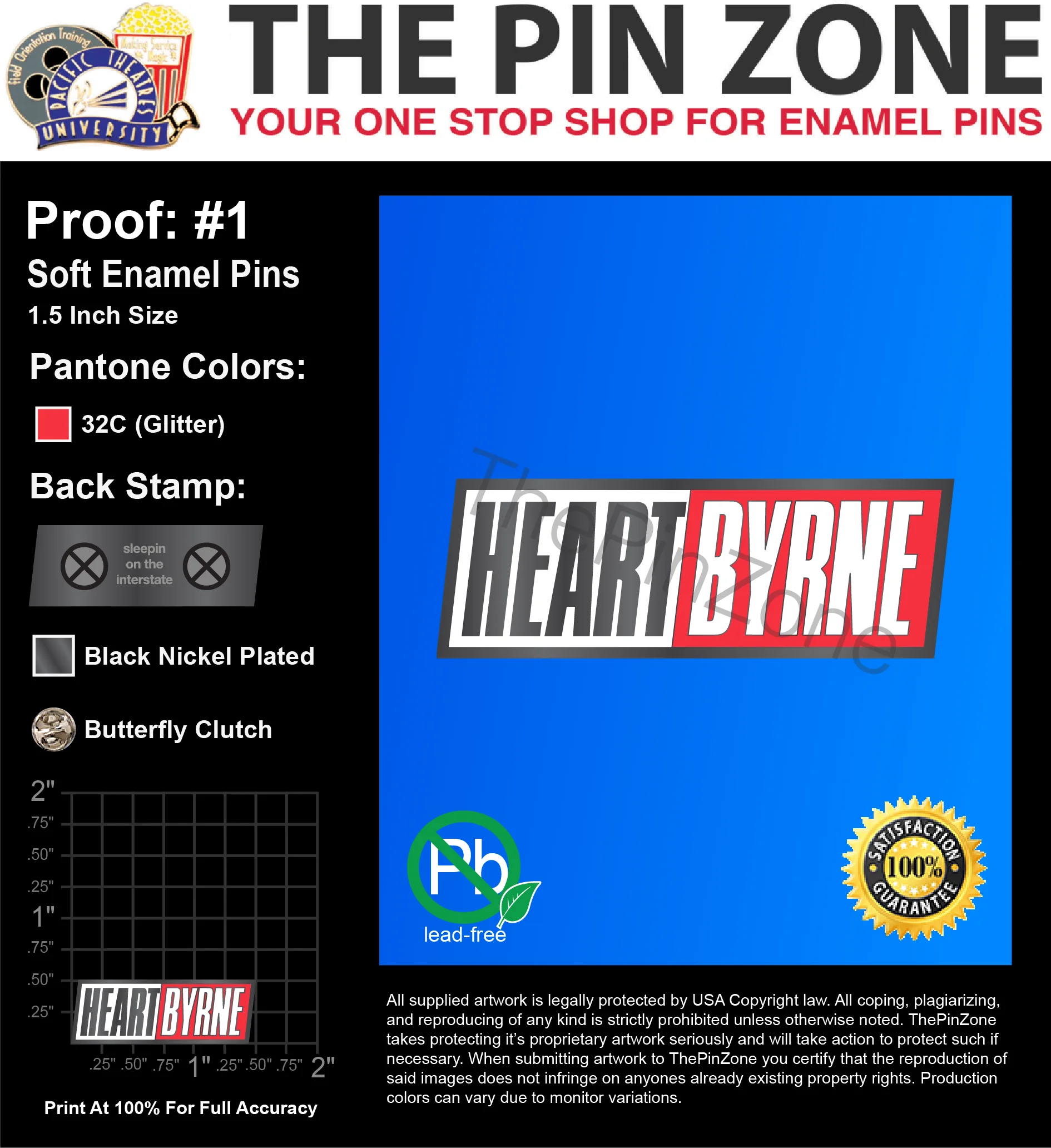 200 “HEART BYRNE” LAPEL PINS: PROOF #1
