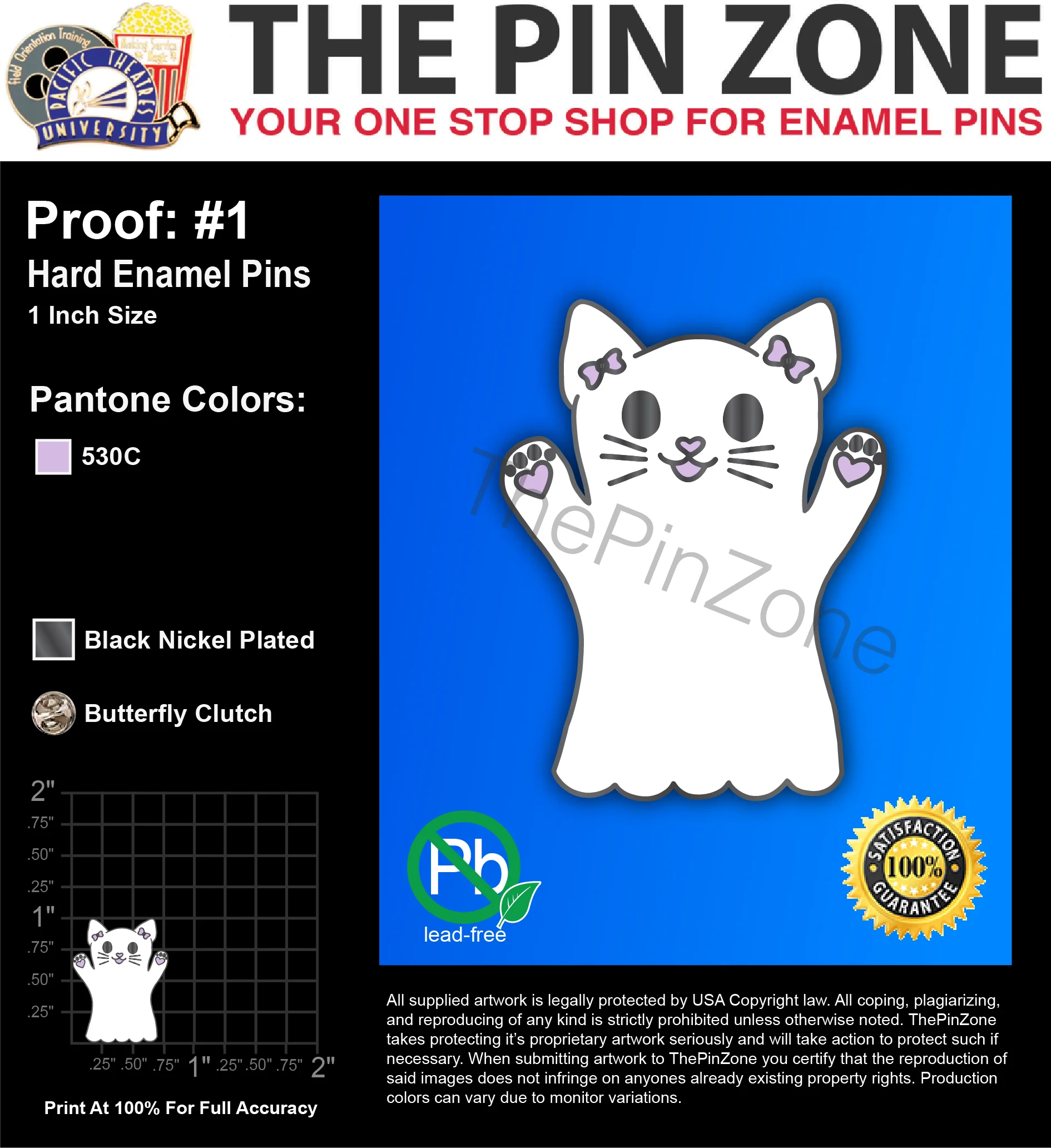 25 “CAT” LAPEL PINS: PROOF #1