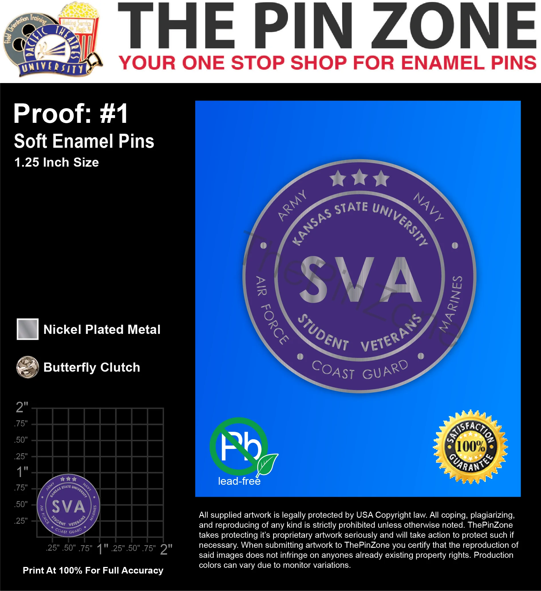 100 “SVA” LAPEL PINS: PROOF #1