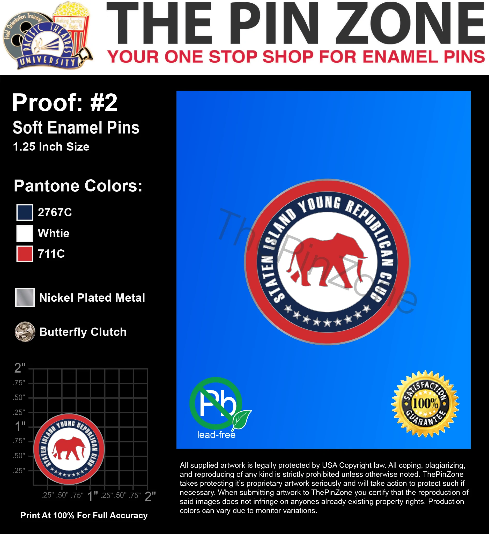 25 “STATEN ISLAND REP.” LAPEL PINS: PROOF #2