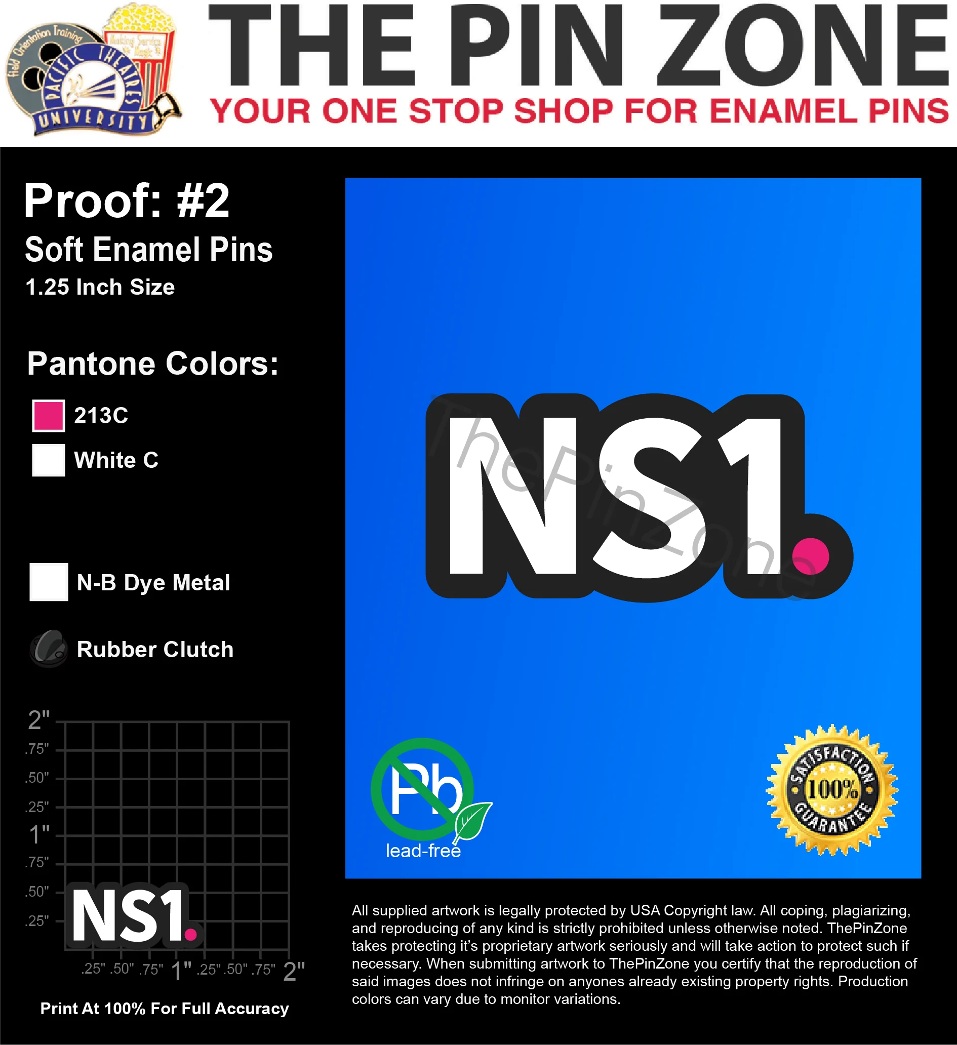 150 “NS1” LAPEL PINS: PROOF #2