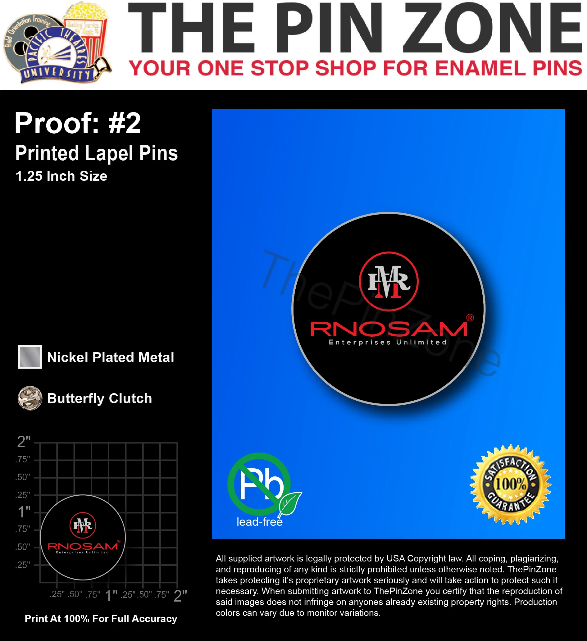 30 “RNOSAM” LAPEL PINS: PROOF #2