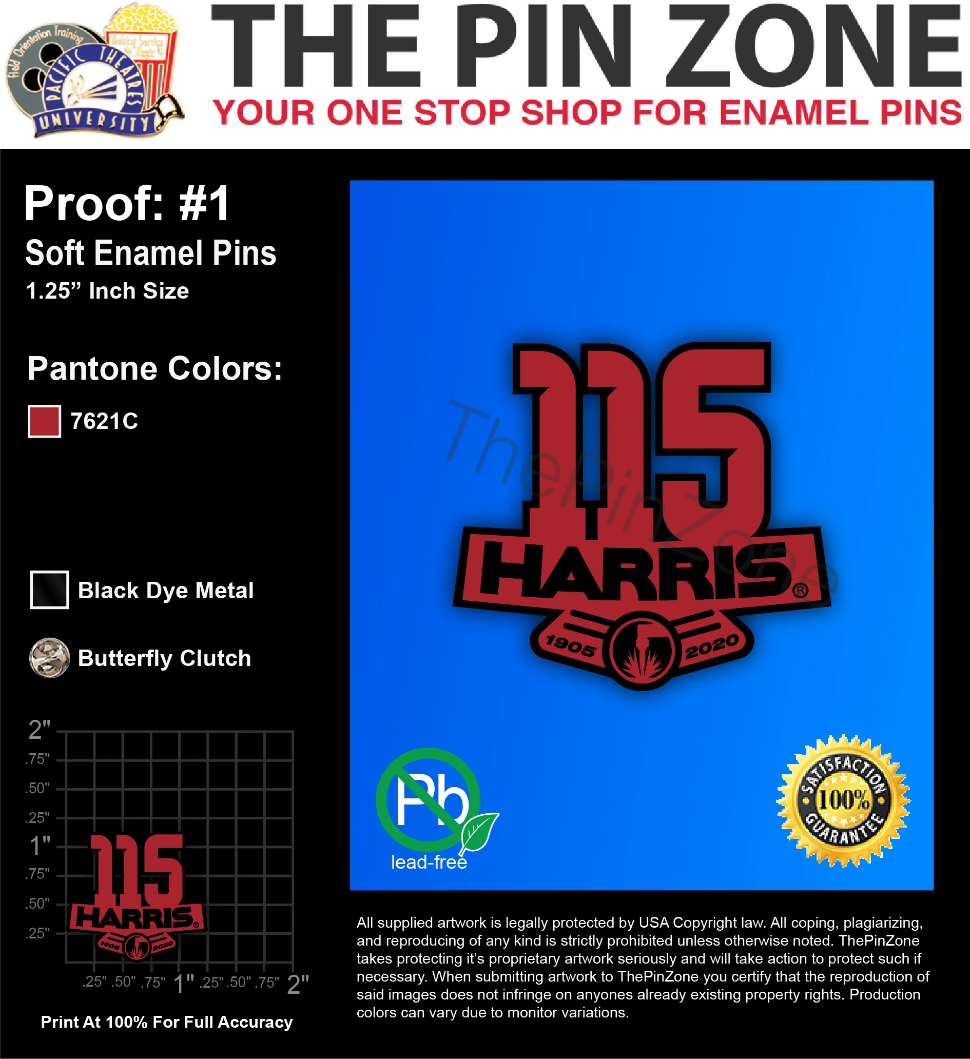 300 “LINCOLN 115YR” LAPEL PINS: PROOF #1