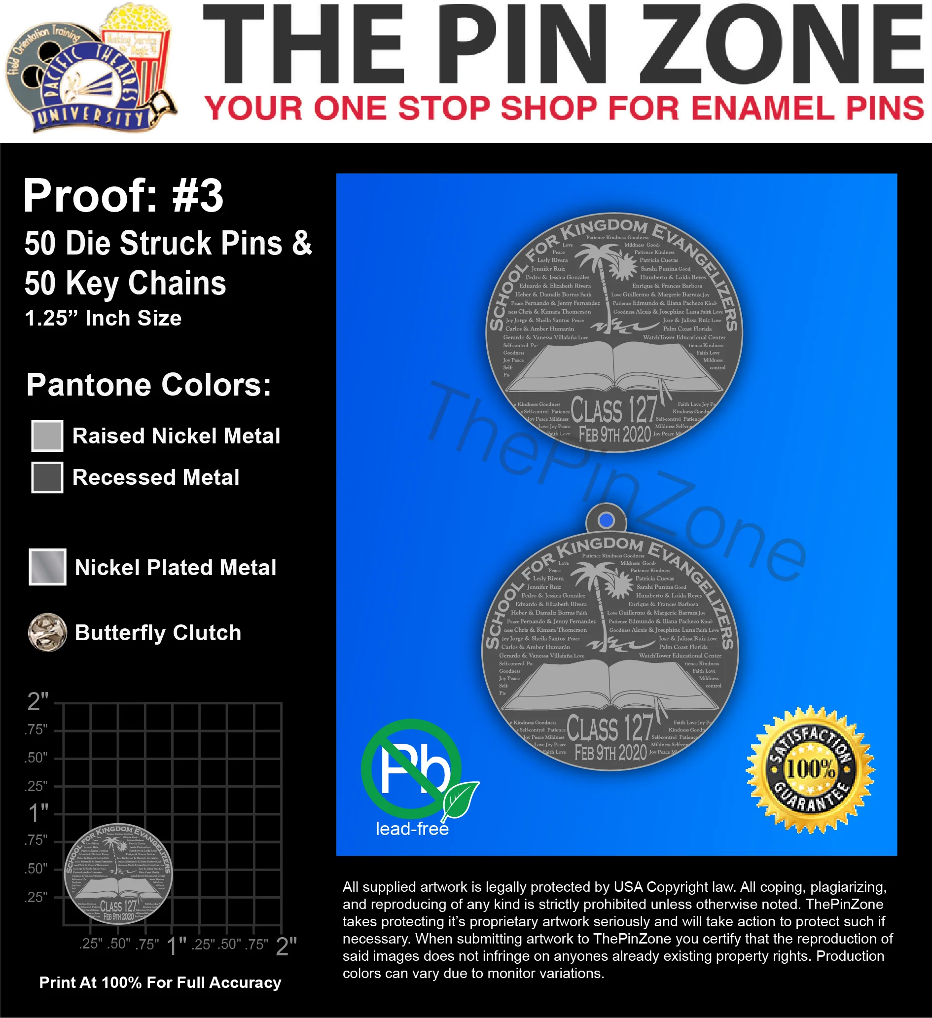 100 “KINGDOM EVANGELIZERS” LAPEL PINS: PROOF #3