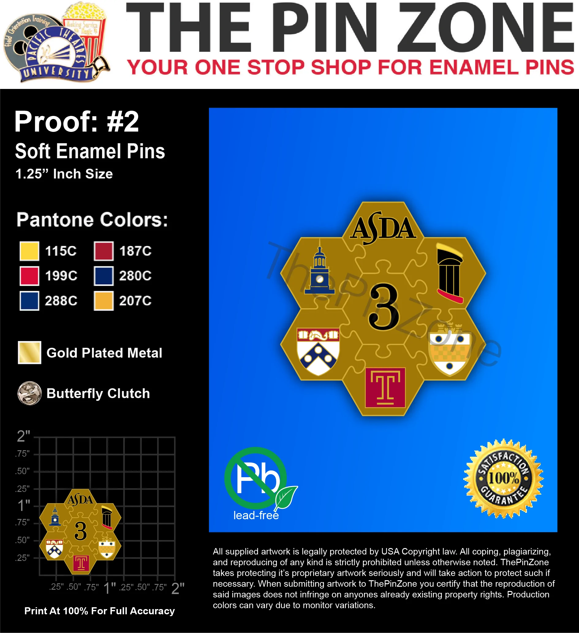 500 “CASEY W” LAPEL PINS: PROOF #2