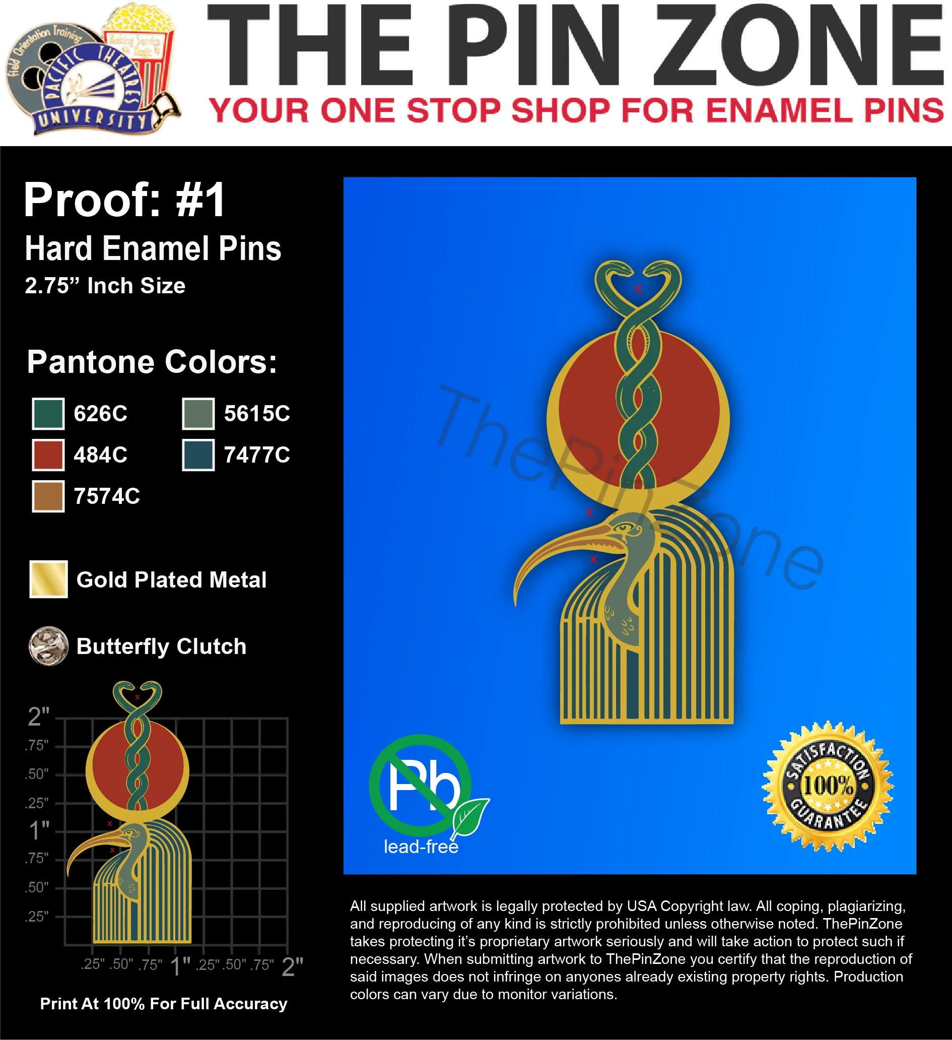 50 “ARIELLE 1 ” LAPEL PINS: PROOF #1