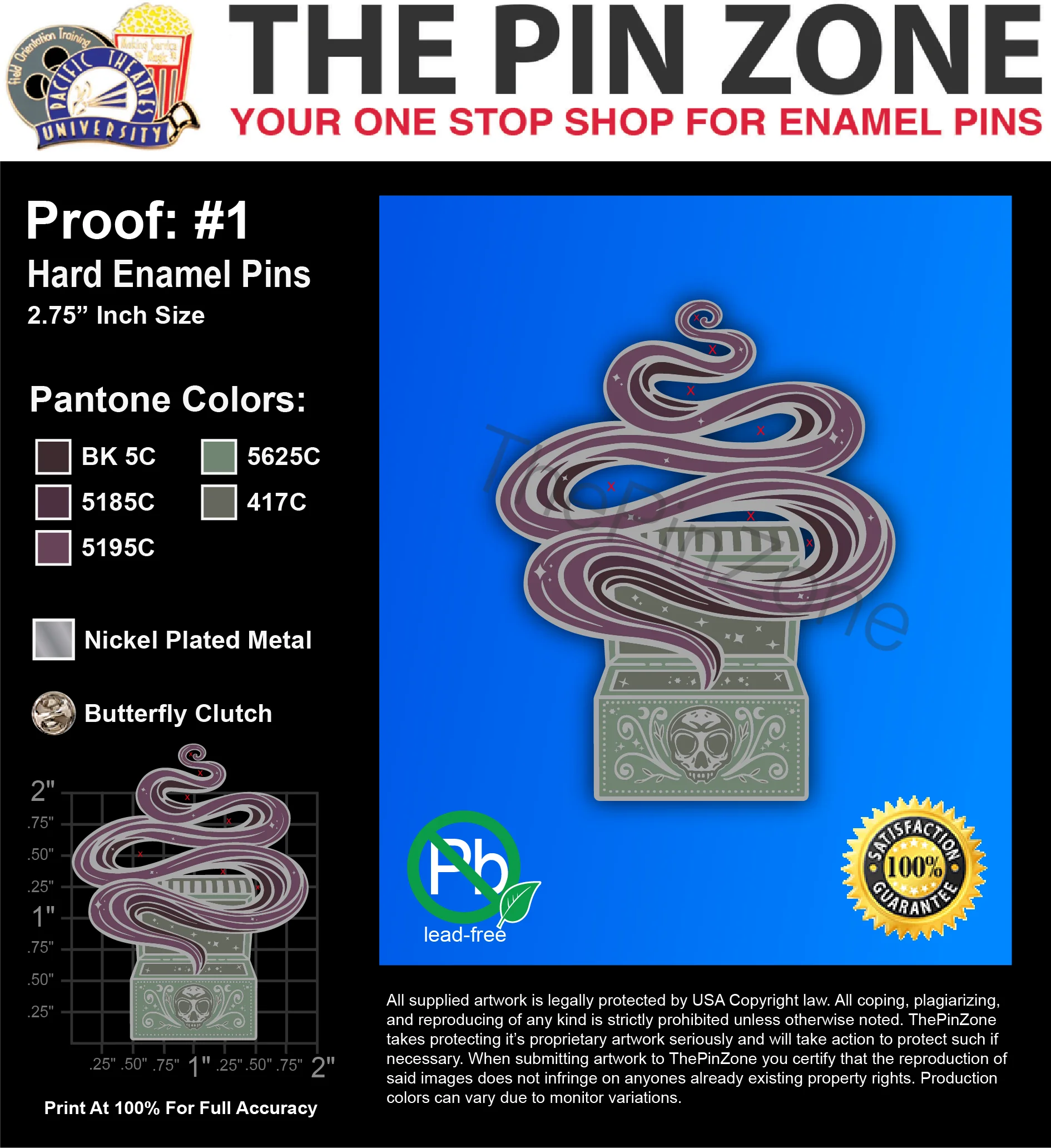 50 “ARIELLE 2” LAPEL PINS: PROOF #1