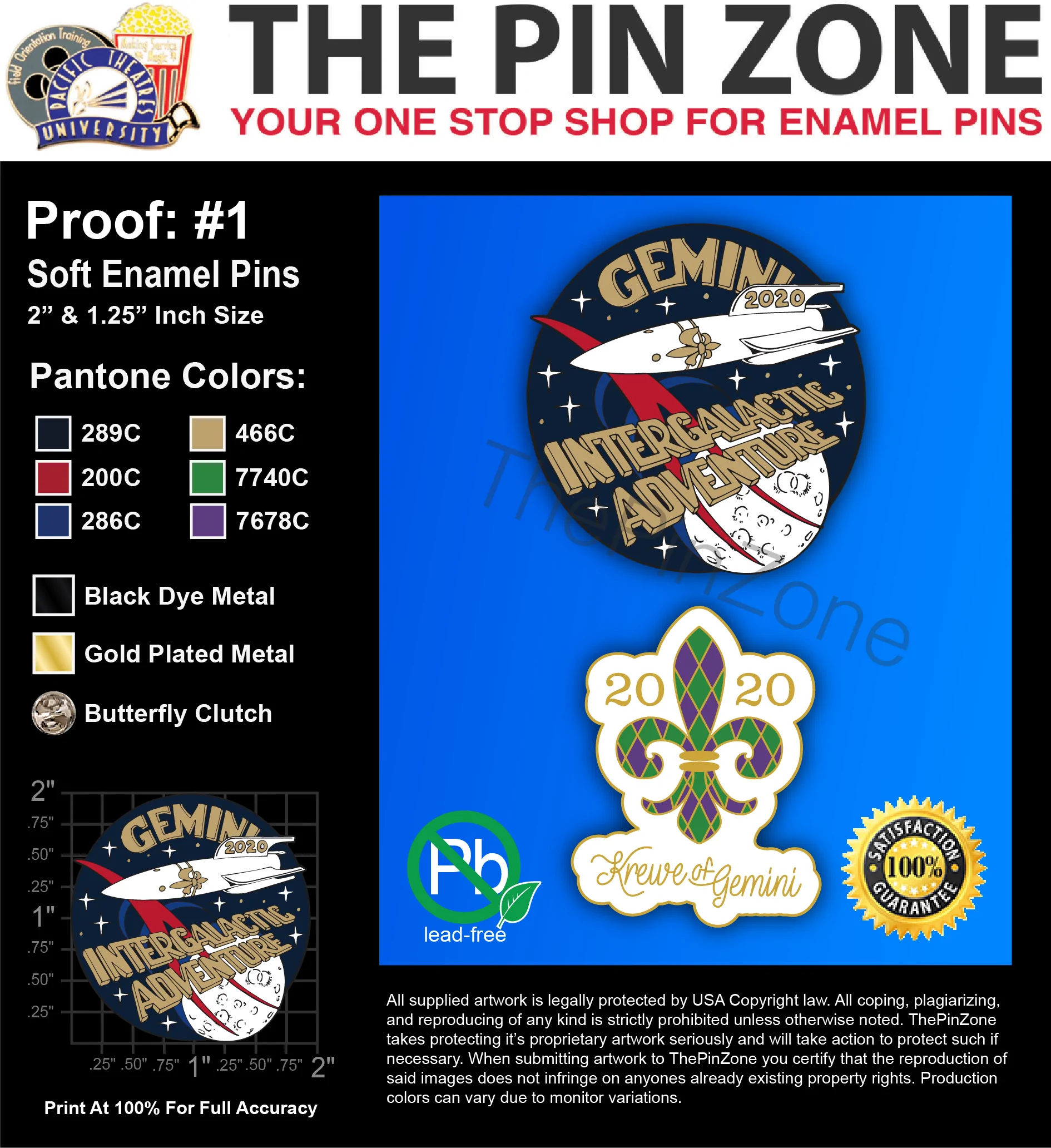 400 “2020 GEMINI” LAPEL PINS: PROOF #1