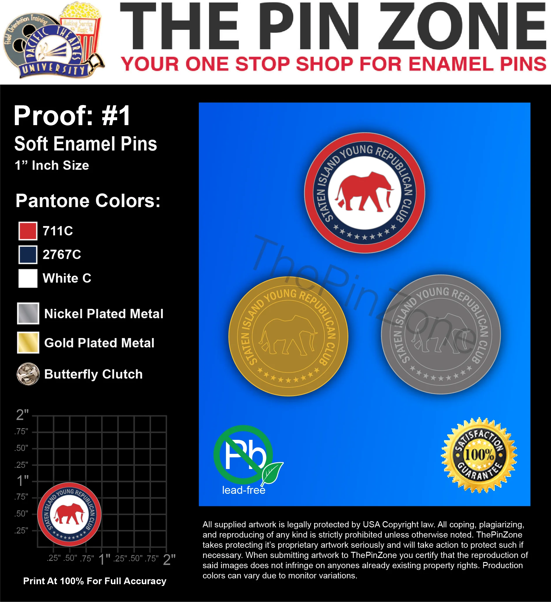 30 “STATEN ISLAND REP.” LAPEL PINS: PROOF #1