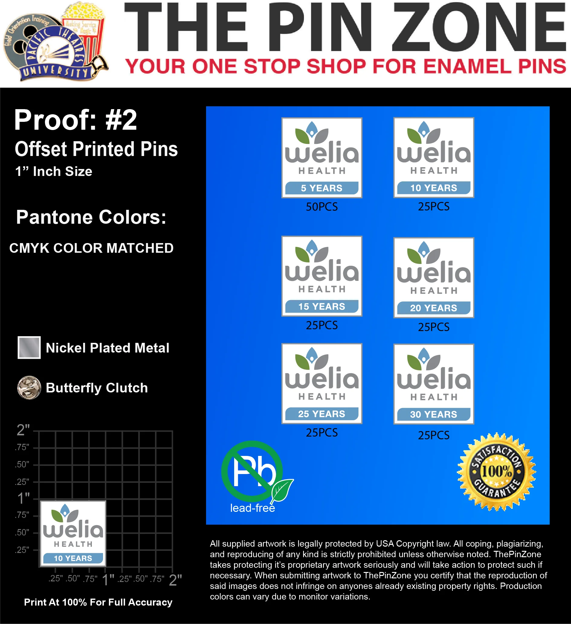 175 “WELIA” LAPEL PINS: PROOF #2