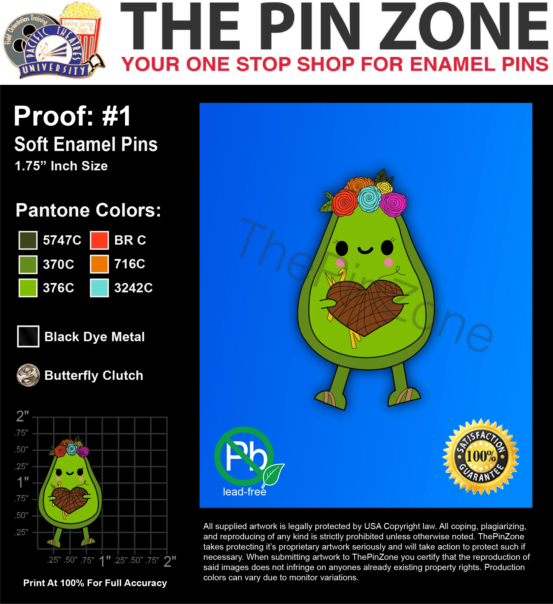 50 “KNITTER AVOCADO” LAPEL PINS: PROOF #1
