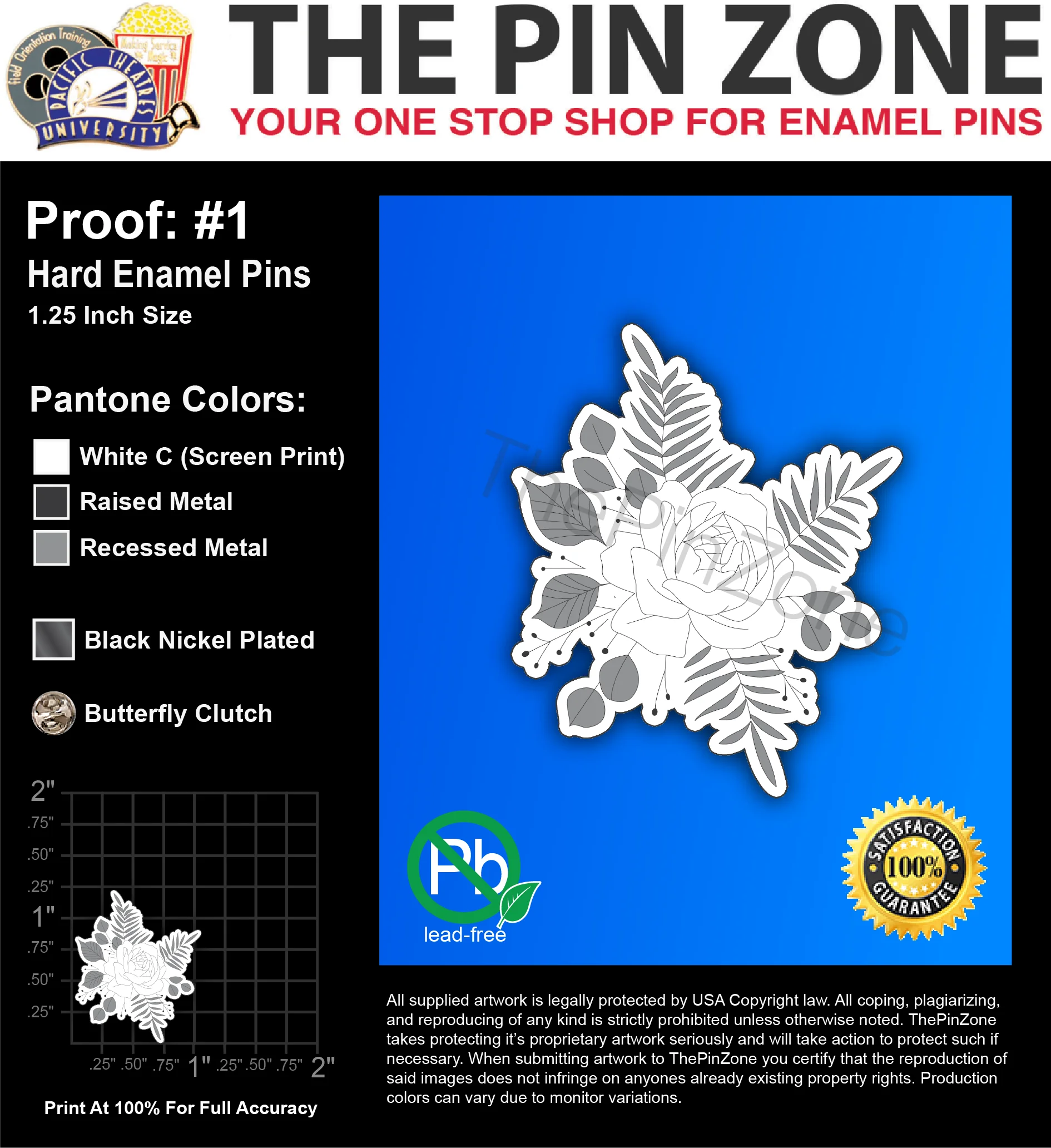 100 “AMANDA T” LAPEL PINS: PROOF #1