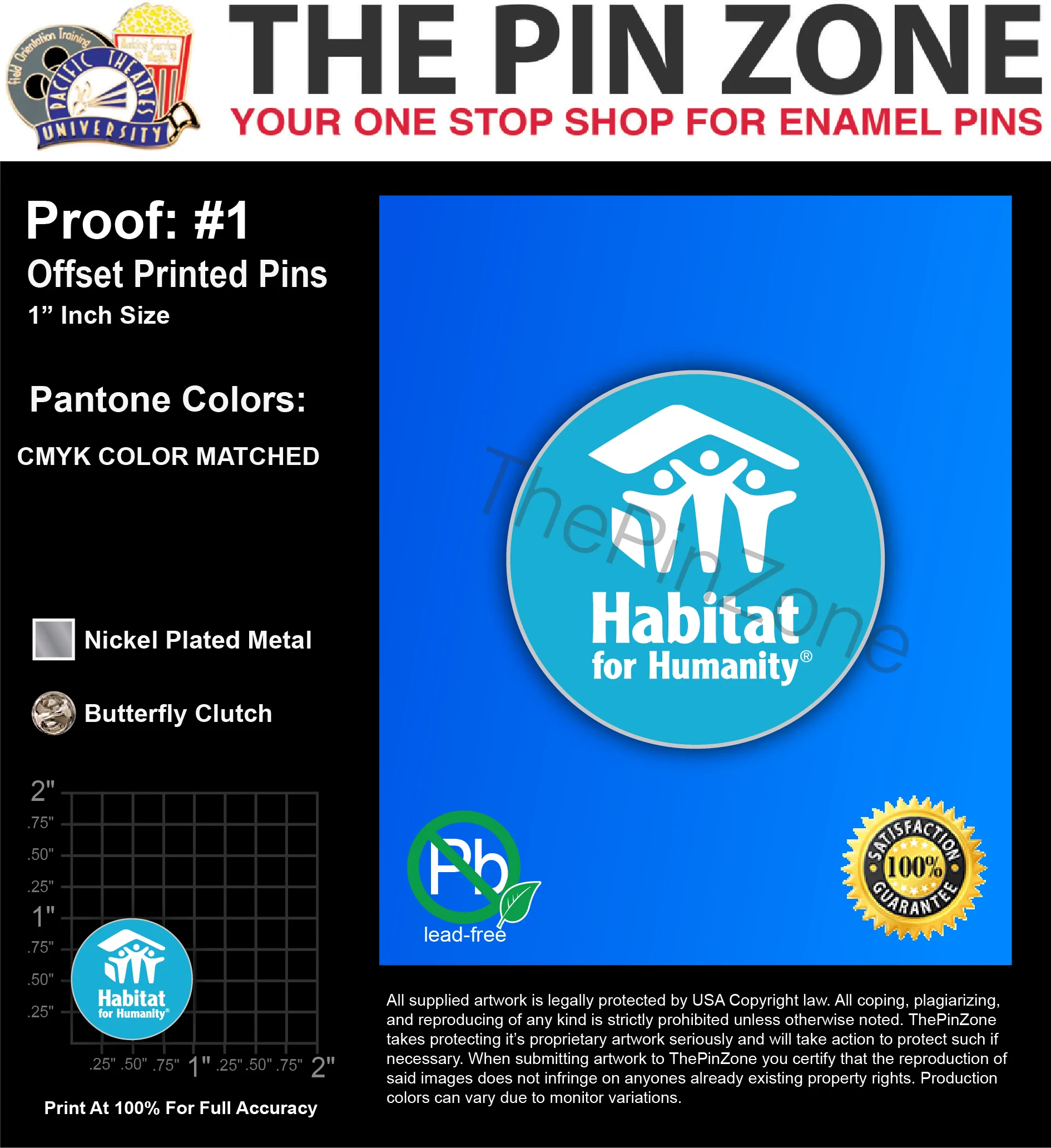 300 “HABITAT FOR HUMANITY” LAPEL PINS: PROOF #1