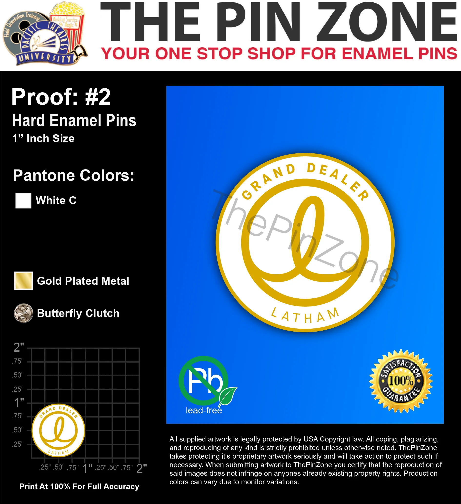 500 “GRAND DEALER” LAPEL PINS: PROOF #2