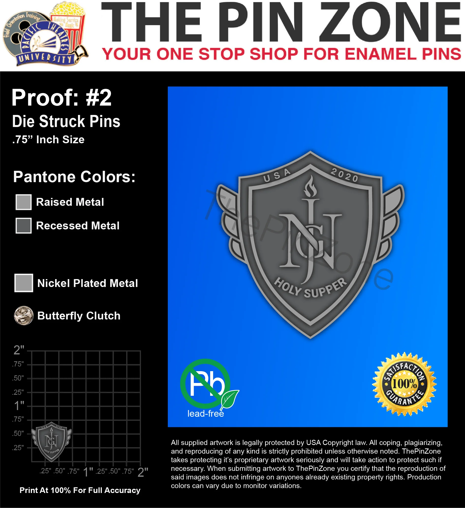 100 “HOLY SUPPER” LAPEL PINS: PROOF #2